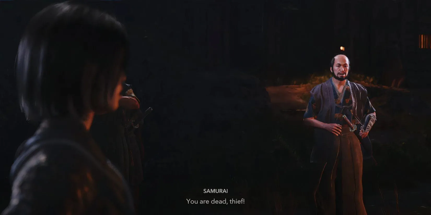 Lính Samurai chạm trán Gennojo và Naoe trên đường đi trong nhiệm vụ Sake and Swords