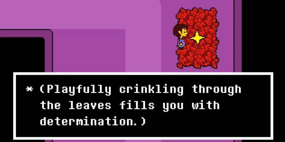Lưu game tại đống lá khô trong Undertale