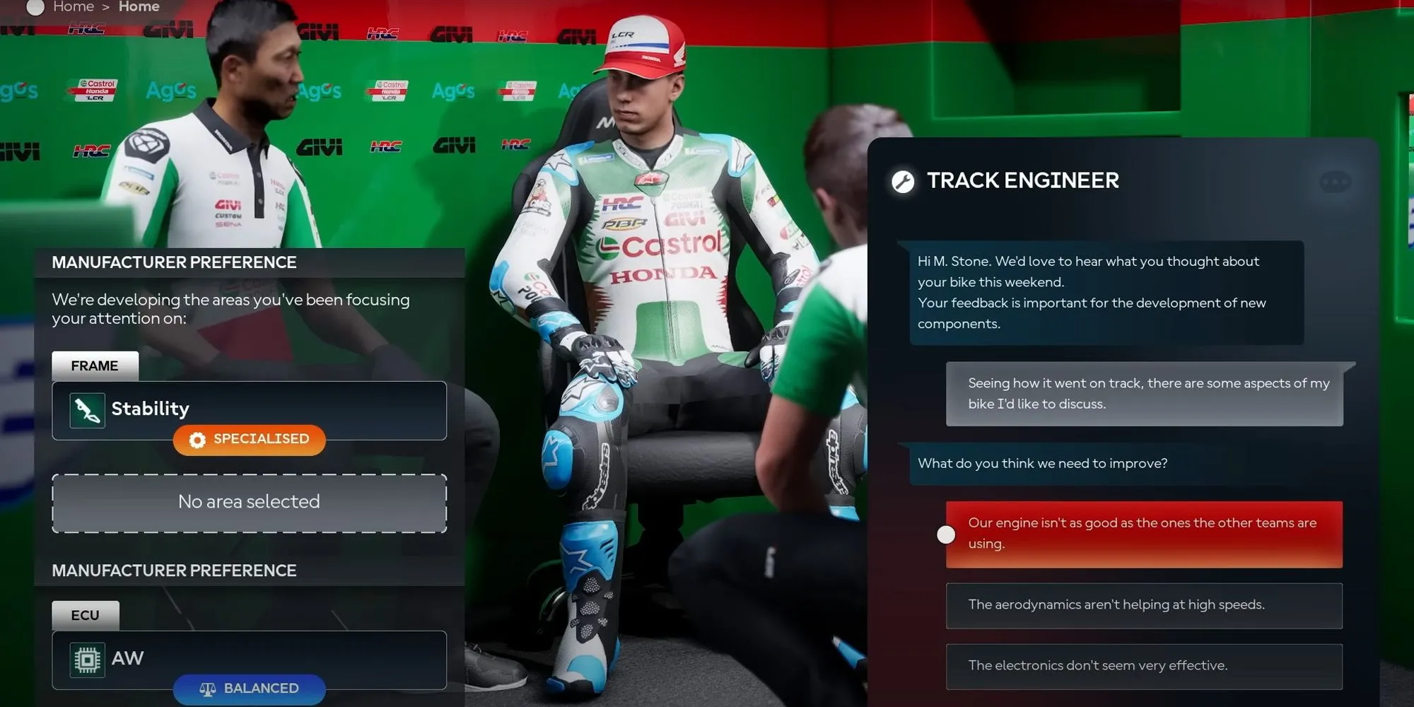 Màn hình tóm tắt kết quả và dữ liệu sau cuộc đua trong MotoGP 25