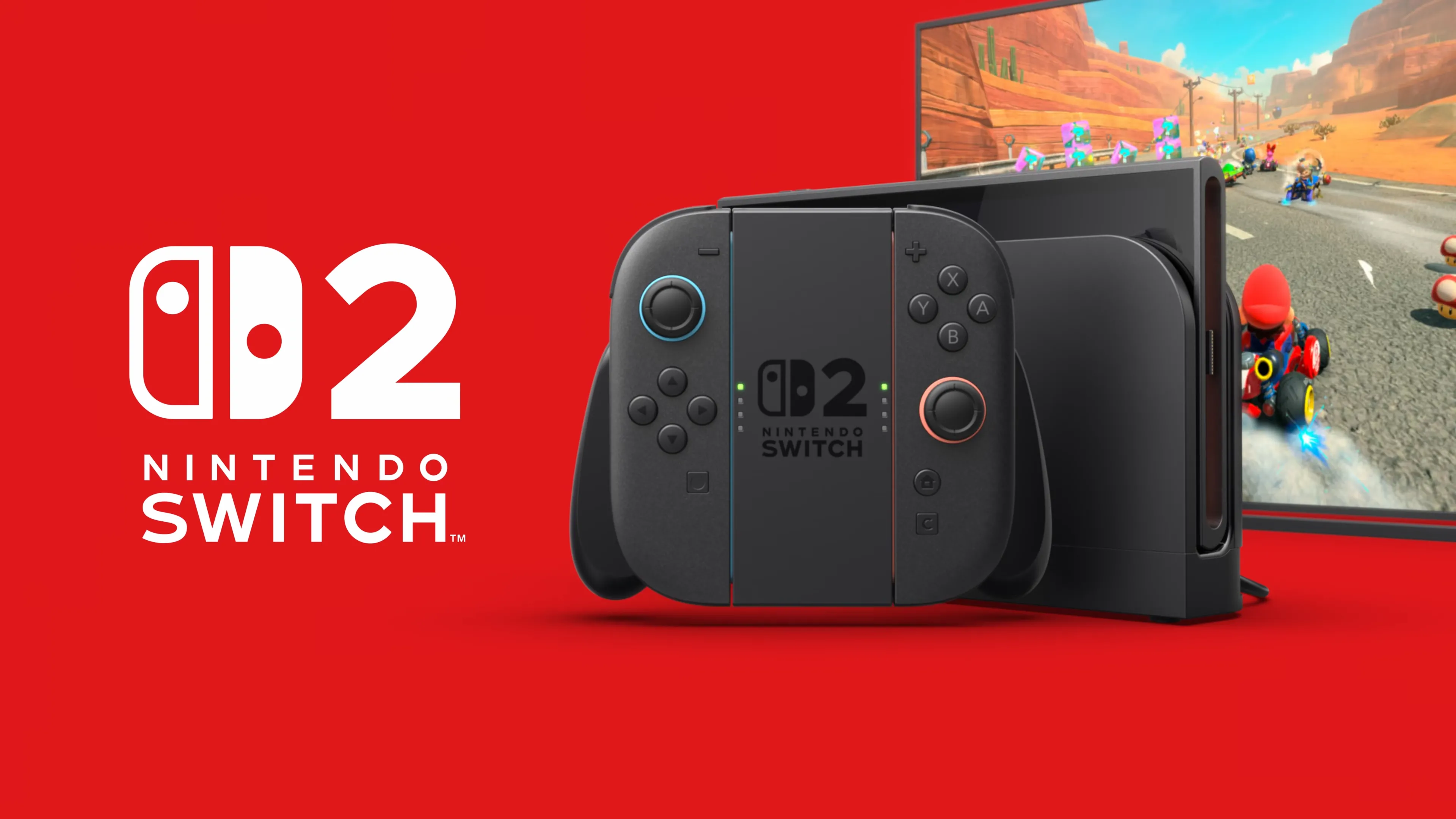 Máy chơi game Nintendo Switch 2 cùng bối cảnh game Mario Kart World