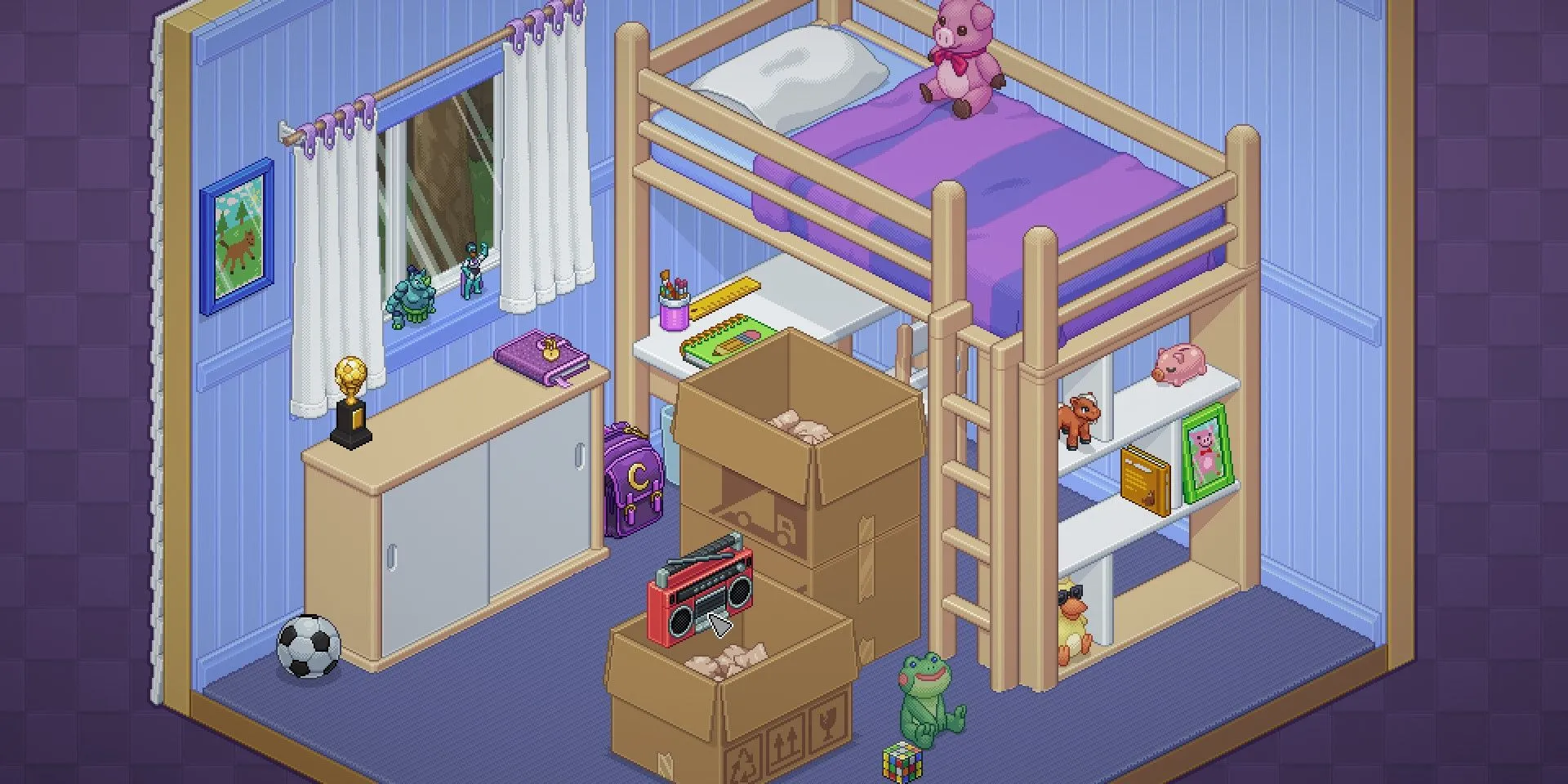 Mở hộp trong phòng ngủ trong game Unpacking