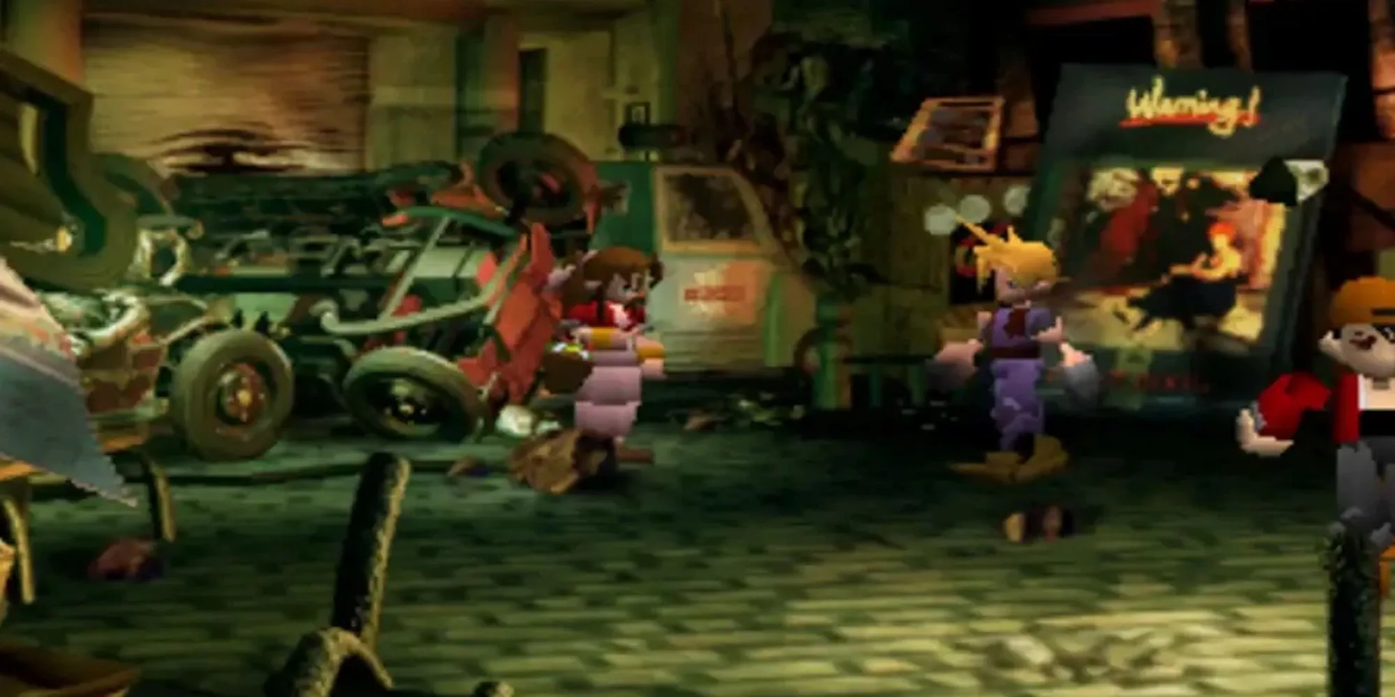 Một cảnh quay trong Final Fantasy VII bản gốc trên PS1, thể hiện phong cách đồ họa và nhân vật kinh điển của tựa JRPG này.