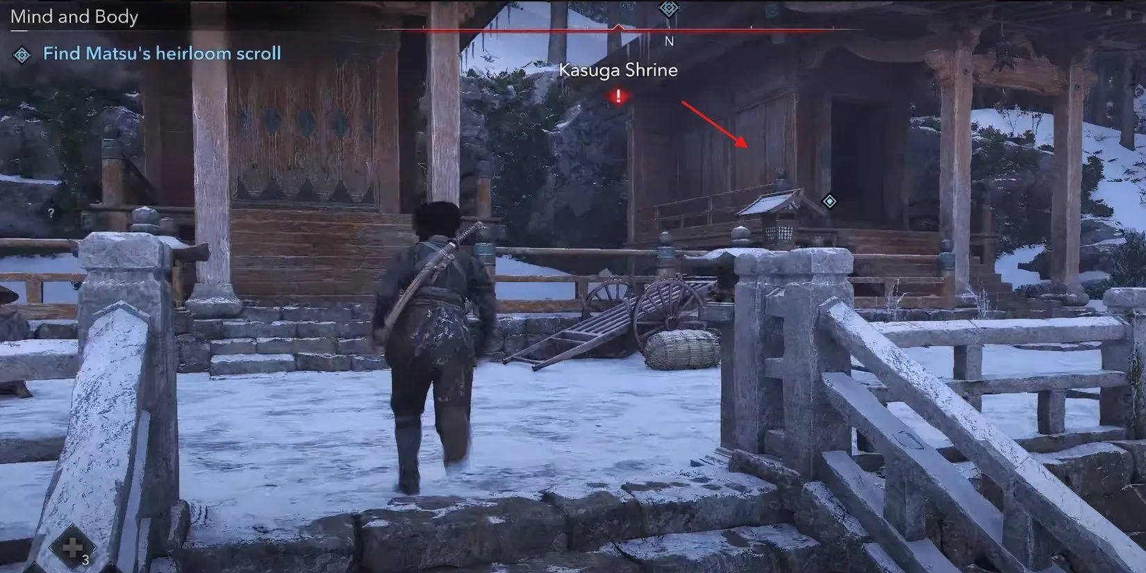 Naoe looks for a hidden ninja scroll in Assassins Creed Shadows