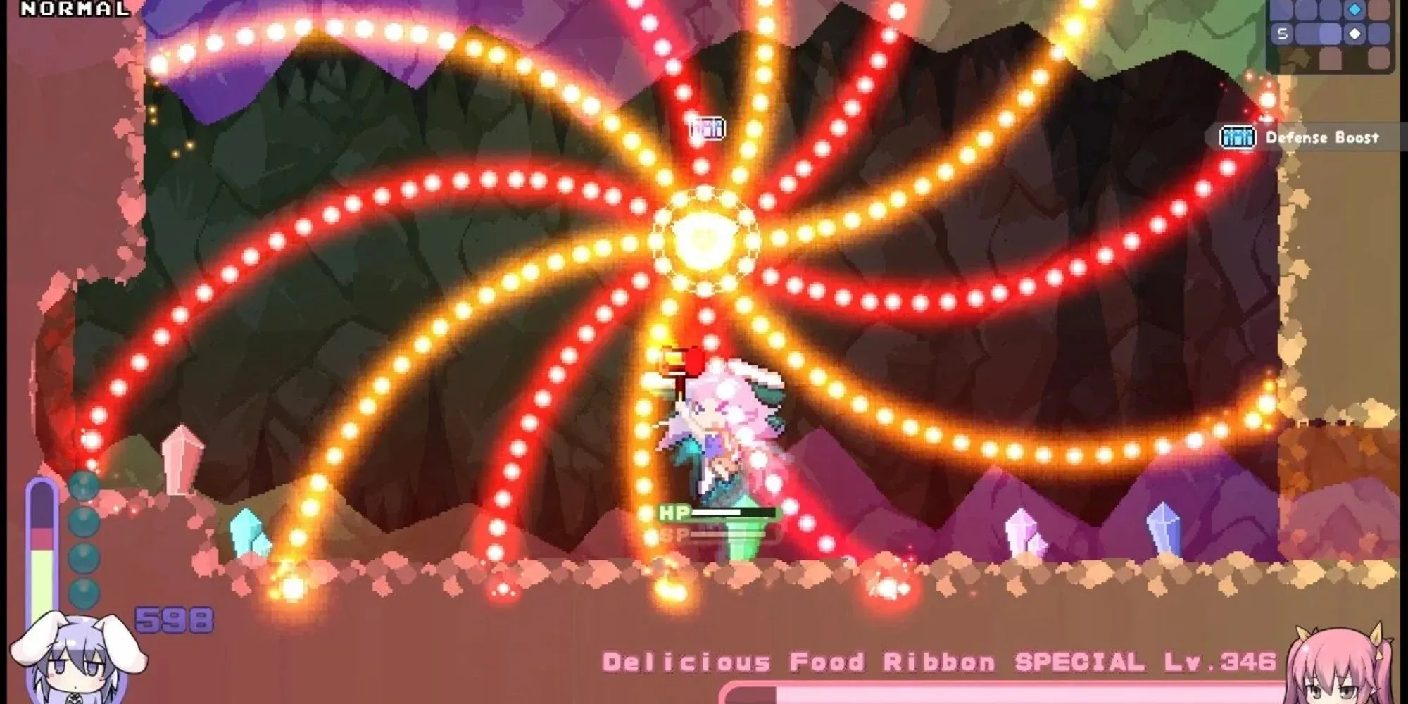 Nhân vật Erina trong gameplay đầy đạn của Rabi-Ribi