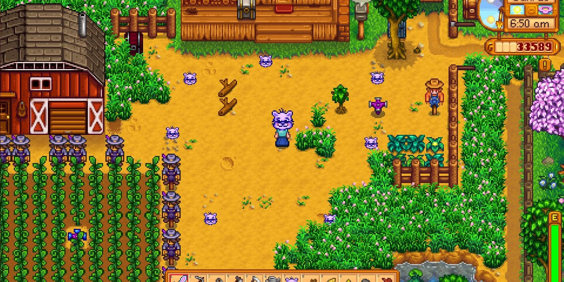 Nhân vật người chơi trong Stardew Valley đội chiếc mũ hình dấu hỏi.