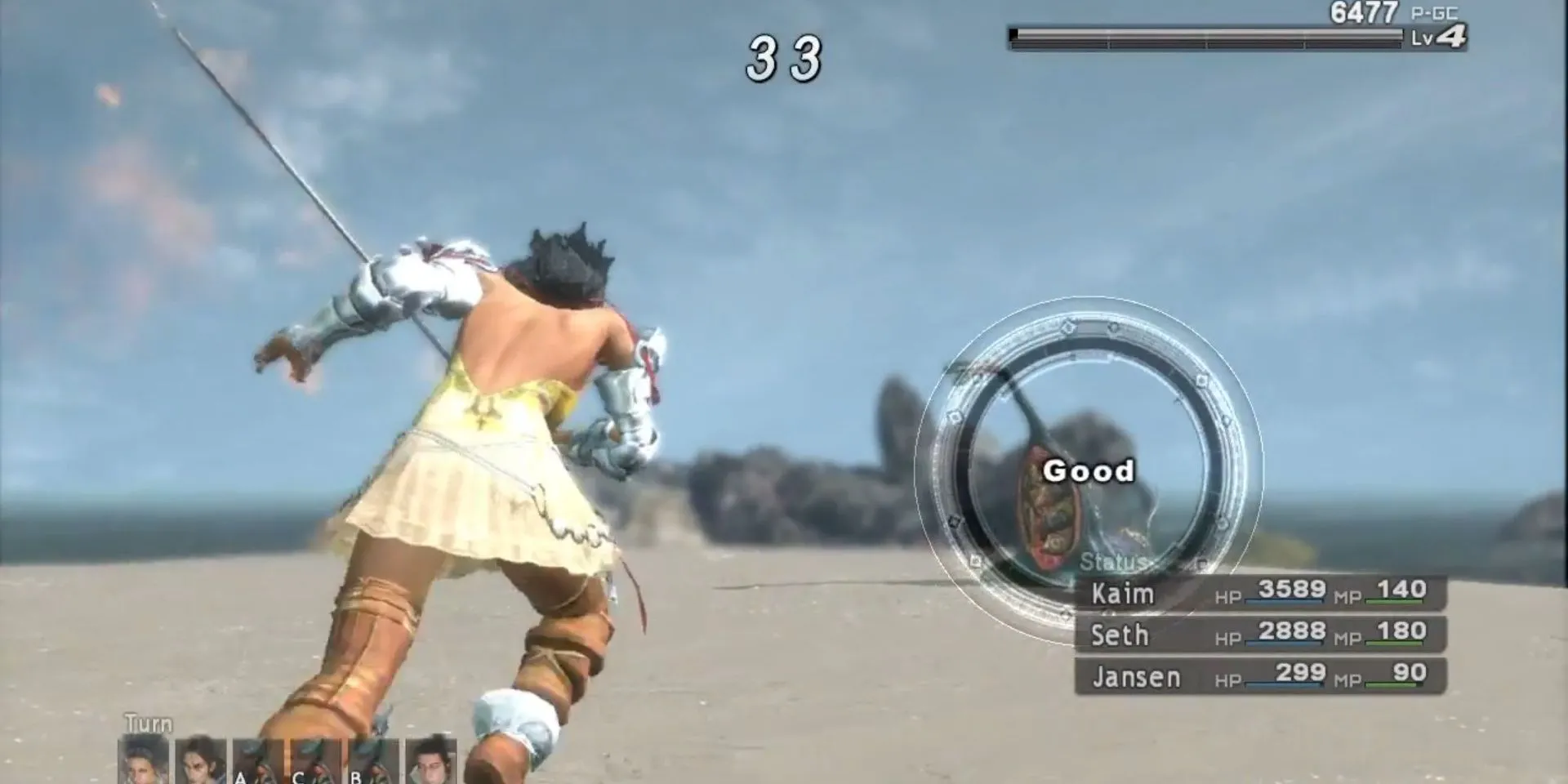 Nhân vật Seth tấn công quái vật trong Lost Odyssey, game RPG kinh điển với Aim Ring System độc đáo