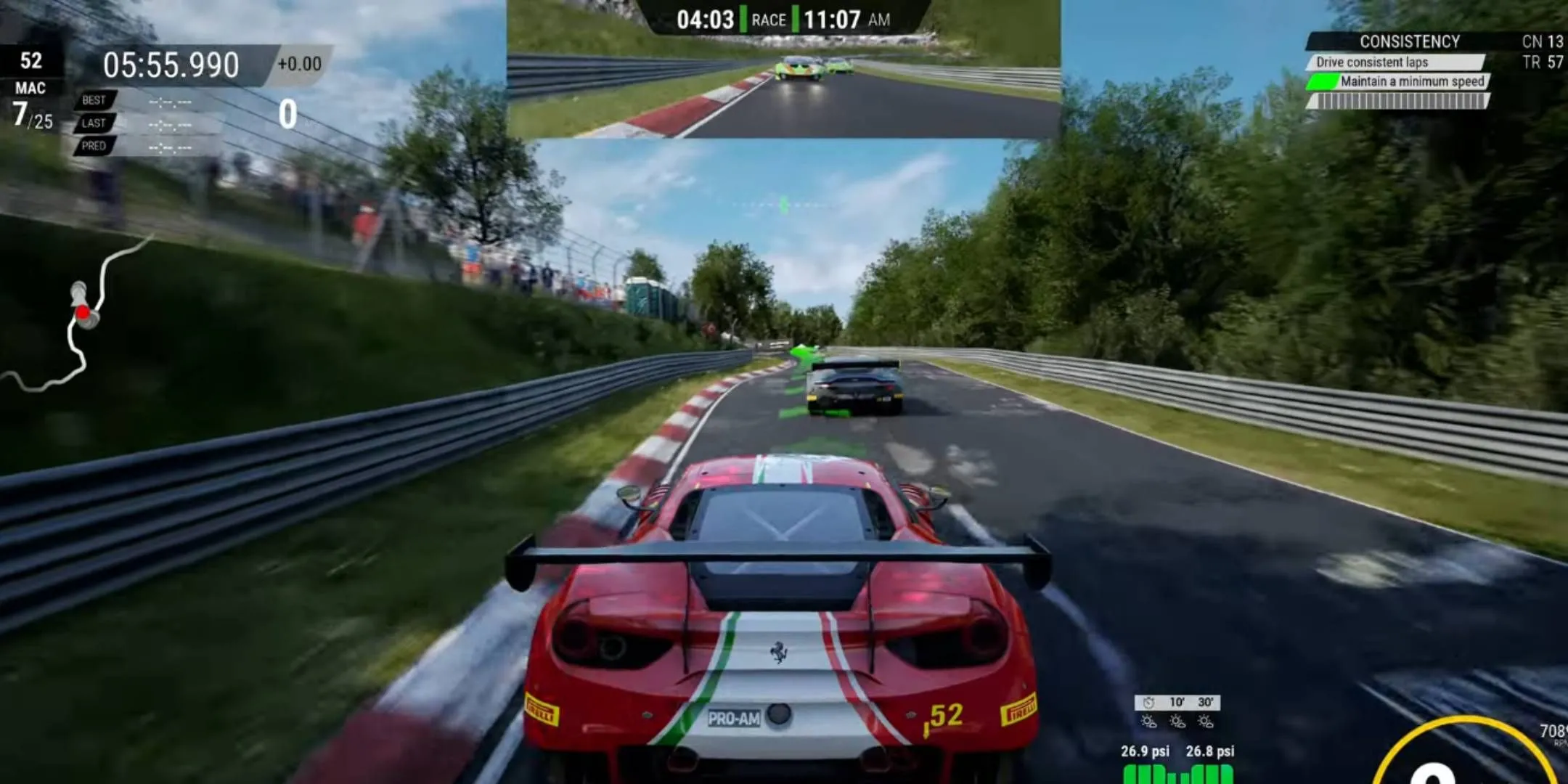Những chiếc xe đua GT3/GT4 đang chạy trên đường đua chính thức trong Assetto Corsa Competizione