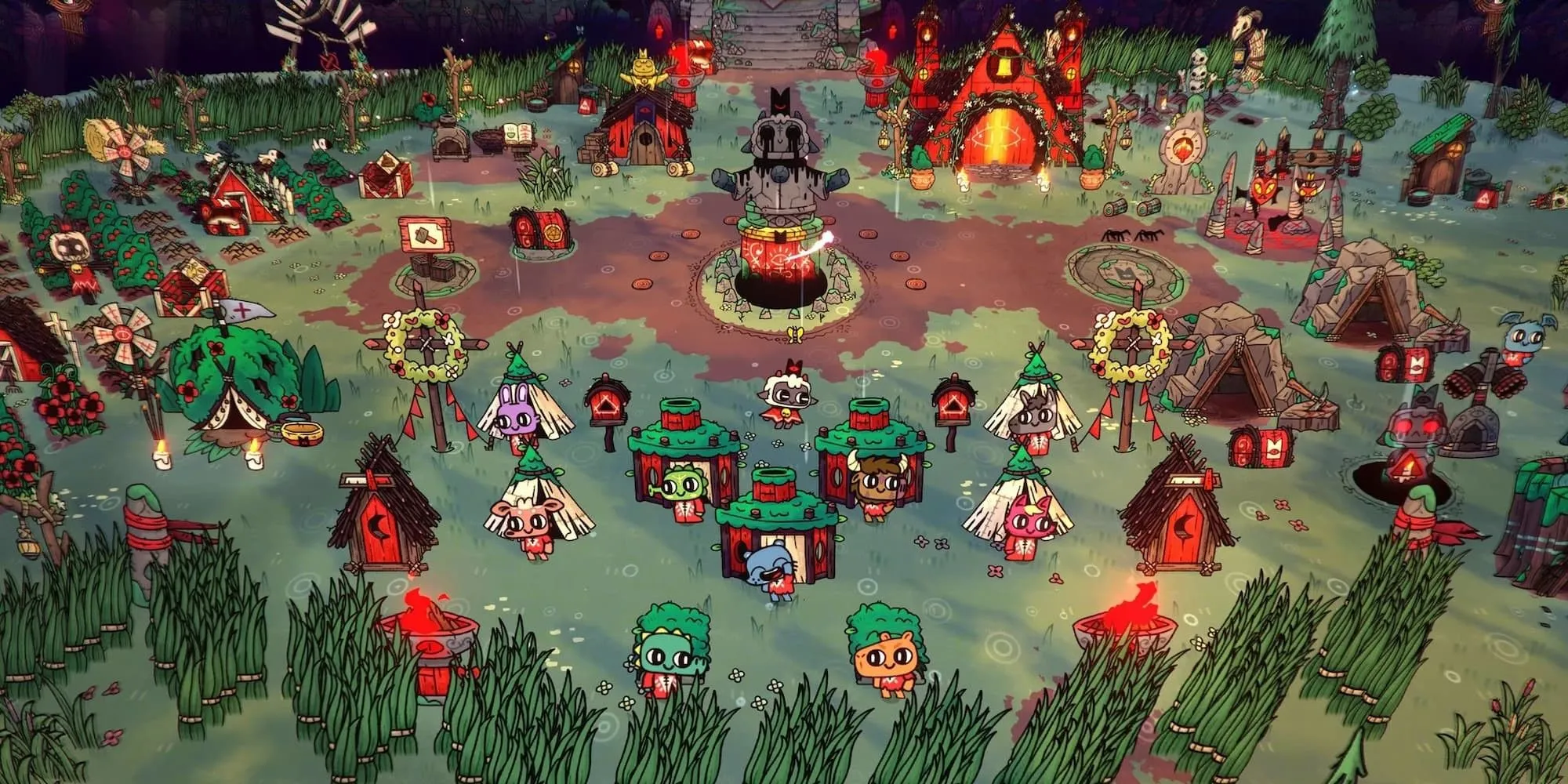Những tín đồ vui vẻ trong game Cult of the Lamb