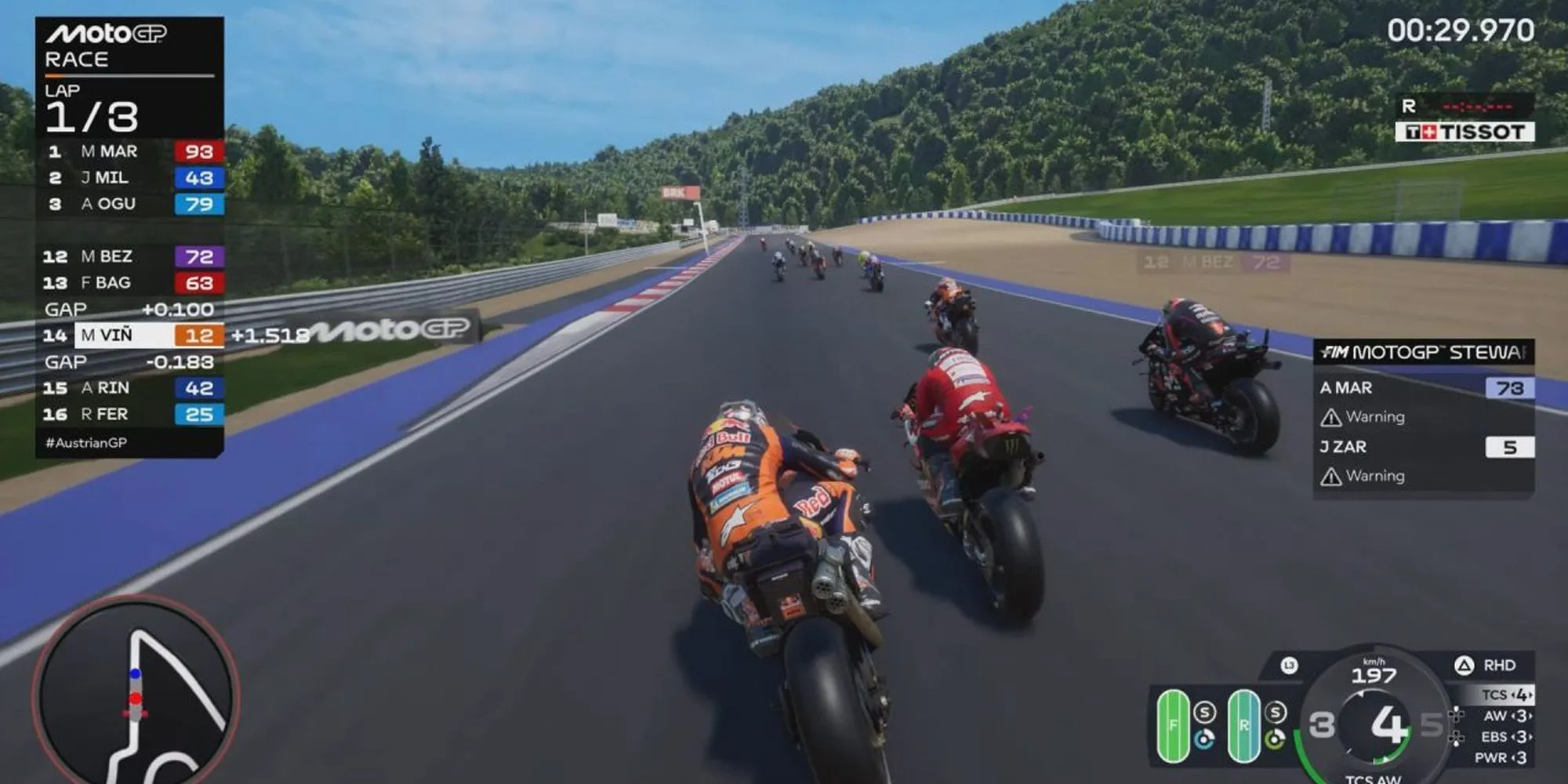 Pha tranh tài tốc độ cao giữa hai tay đua trên đường đua tại Áo trong MotoGP 25
