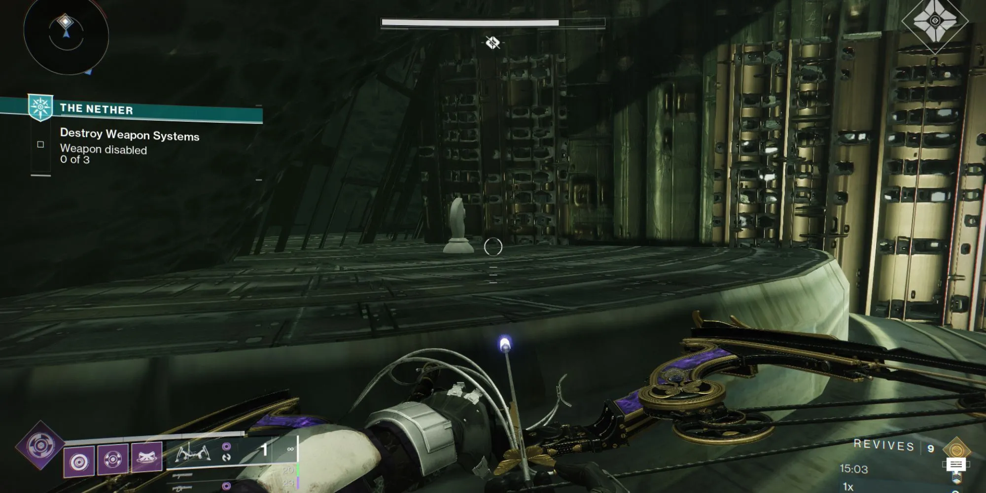 Quân cờ bí ẩn trên bức tường cần leo lên ở phía trái khu vực Hall of Souls Nether Destiny 2
