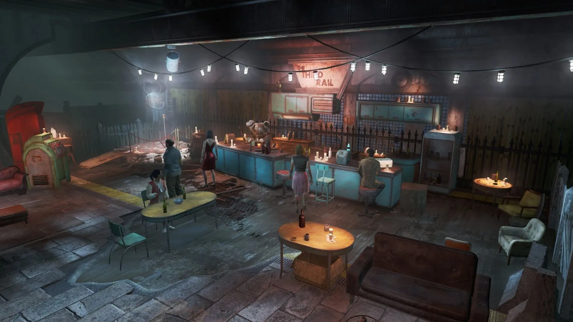 Quang cảnh bên trong quán bar The Third Rail trong Fallout 4