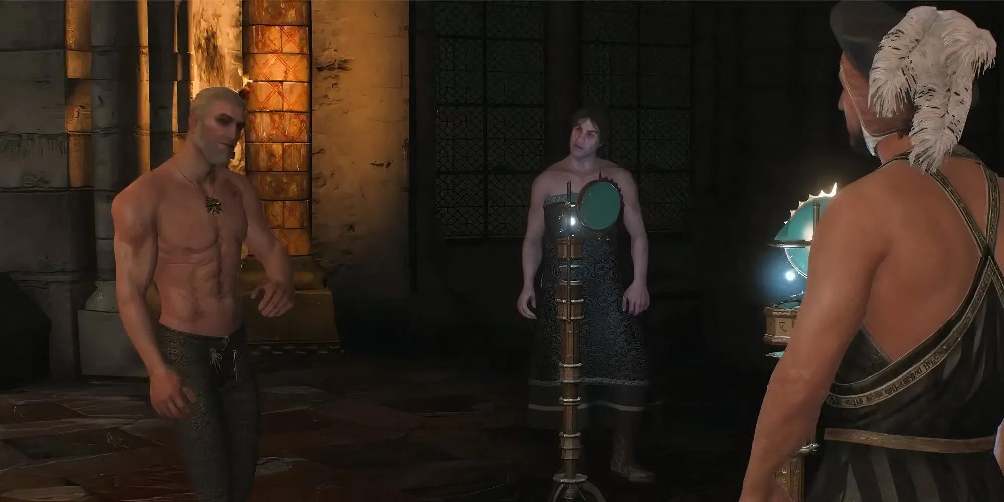 Quang cảnh đêm say xỉn của nhóm Witcher ở Kaer Morhen