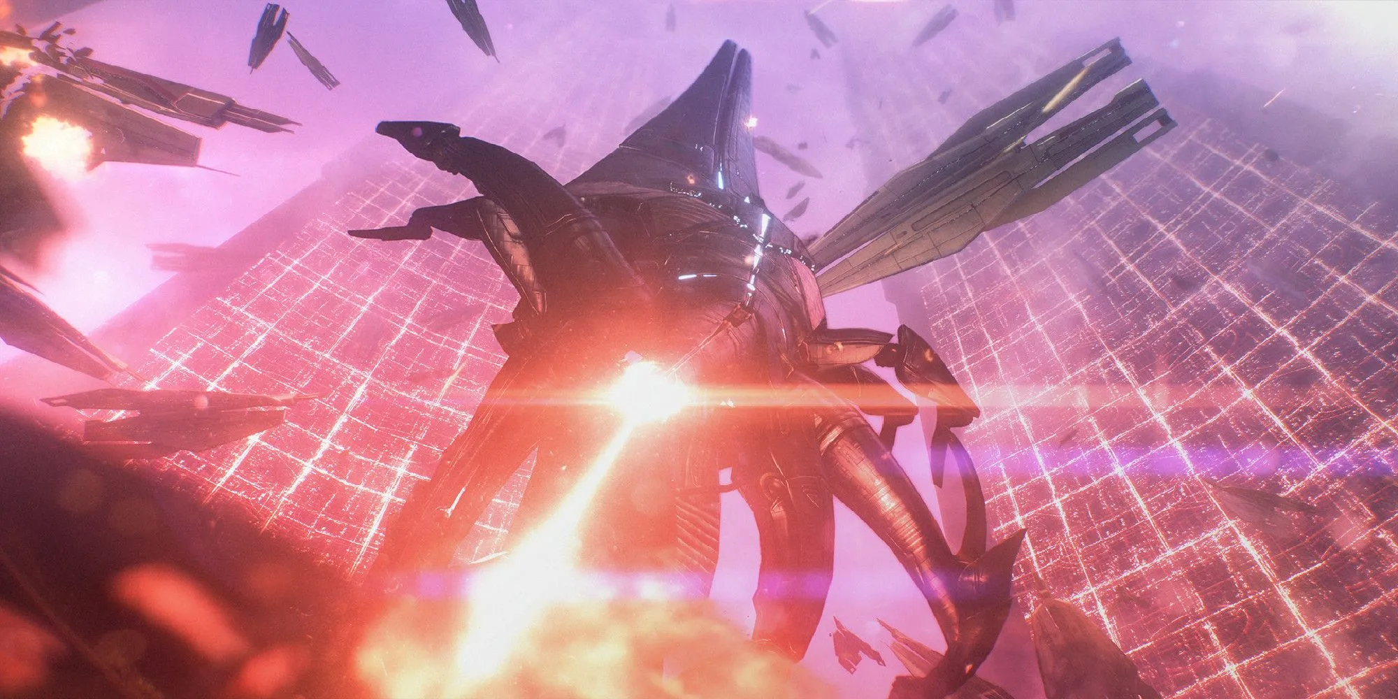 Reaper bắn phá một thành phố trong Mass Effect The Legendary Edition