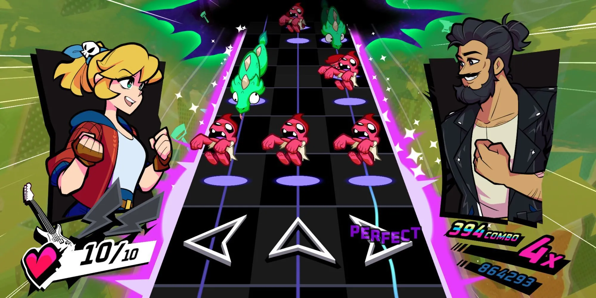 Rift of the Necrodancer gameplay game nhịp điệu với các nốt nhạc là quái vật