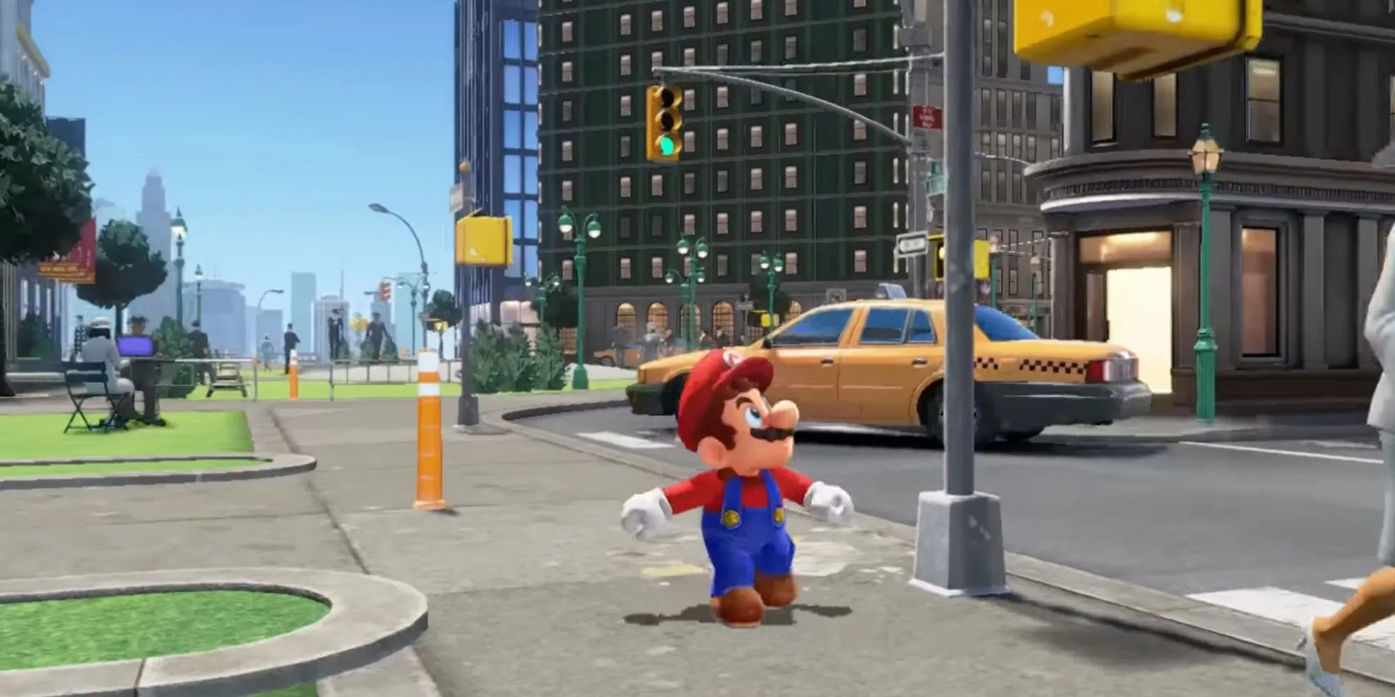 Super Mario Odyssey: Mario chạy trong một thành phố lớn trong game