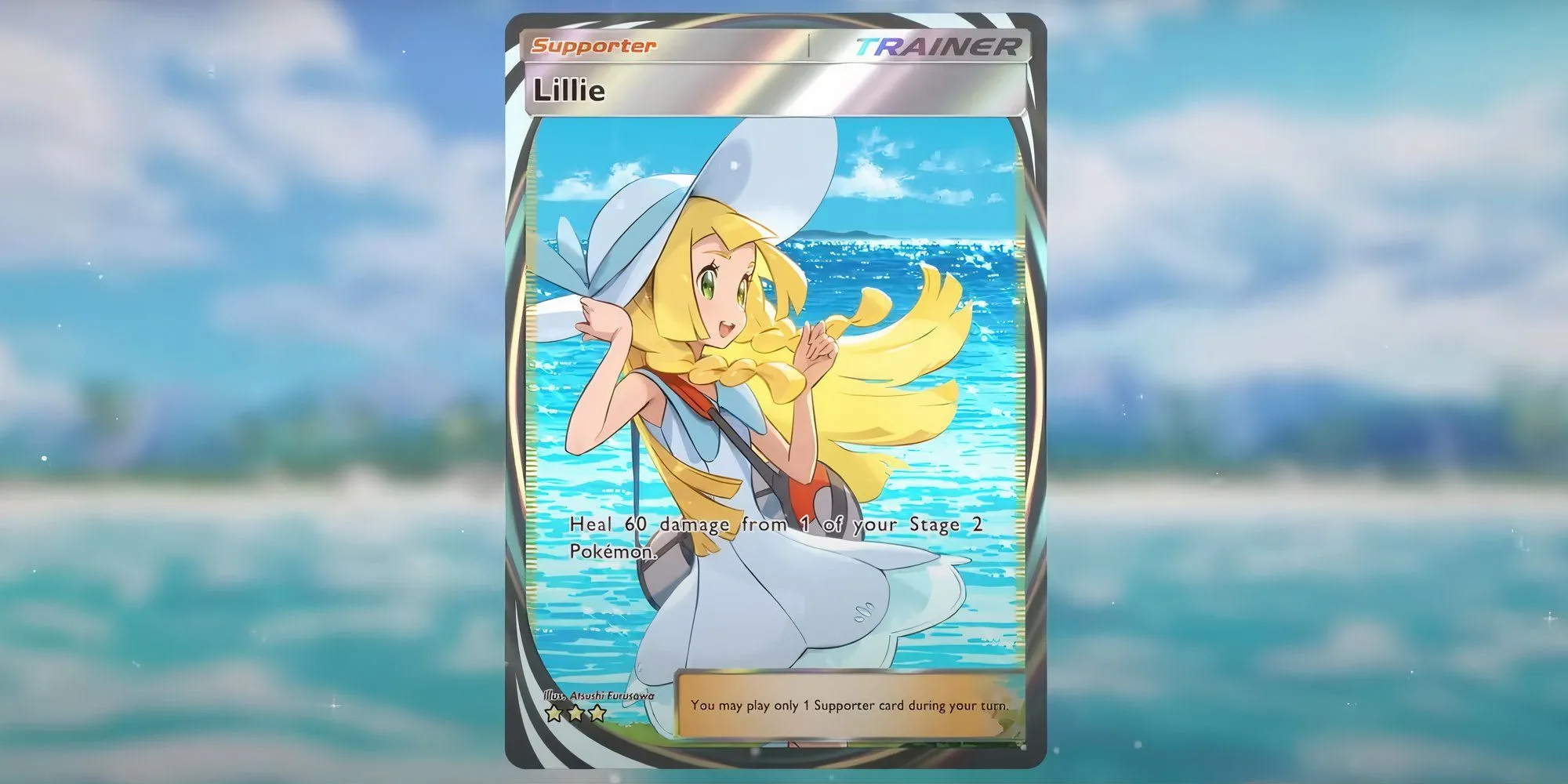 Thẻ Supporter Lillie với hiệu ứng hồi máu trong Pokemon TCG Pocket