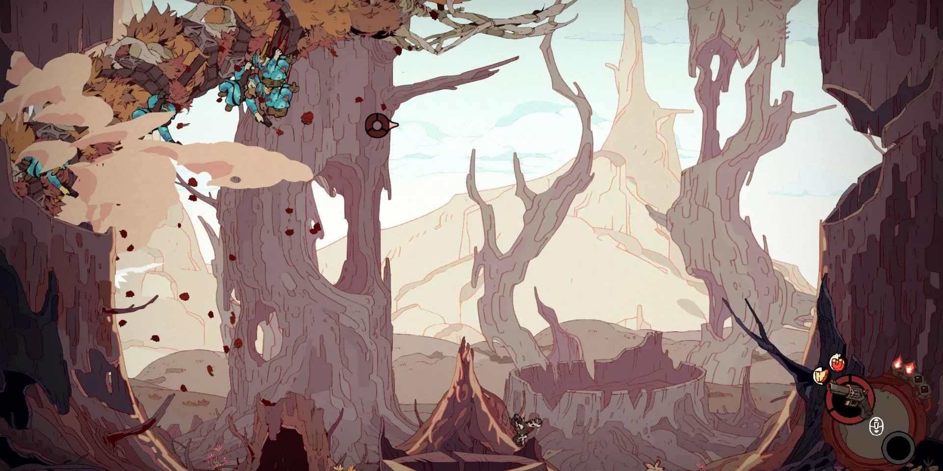 Trận đấu trùm với con sâu khổng lồ trong game metroidvania Laika: Aged Through Blood
