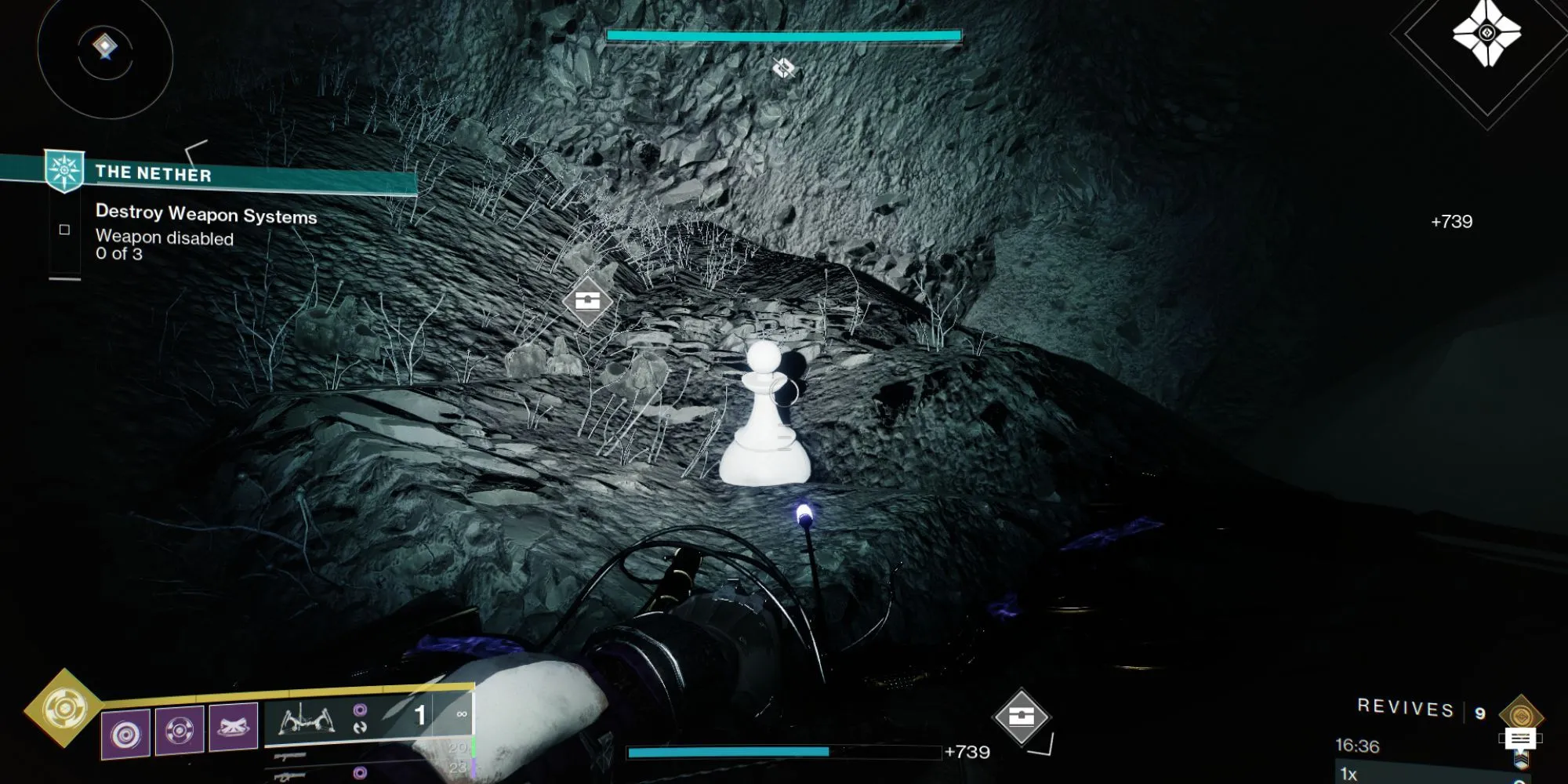 Vị trí quân cờ bí ẩn ở cuối lối đi hẹp và dốc trong căn phòng nhỏ Hall of Souls Nether