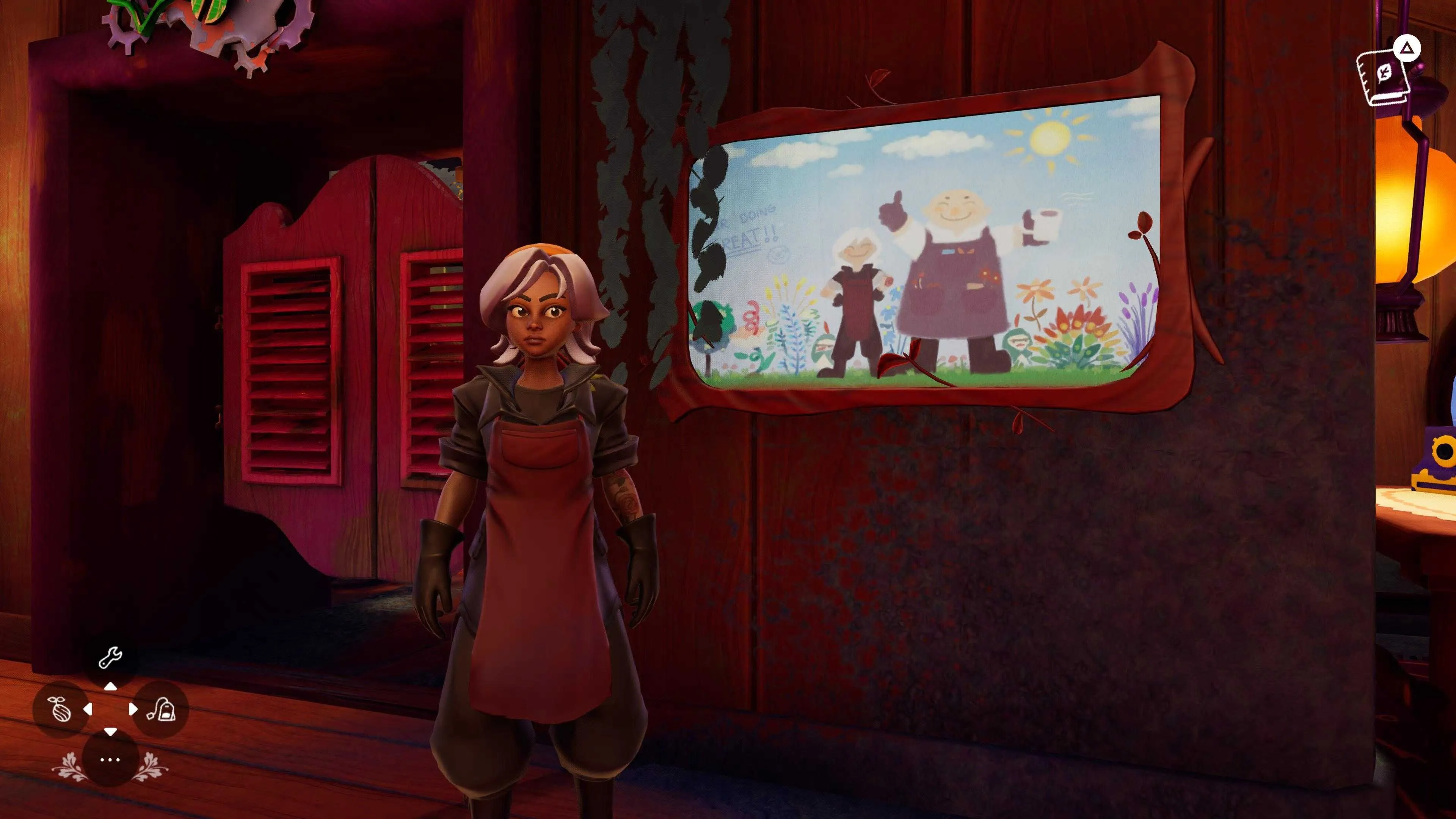 Wanderstop screenshot cozy simulation game character selling at shop