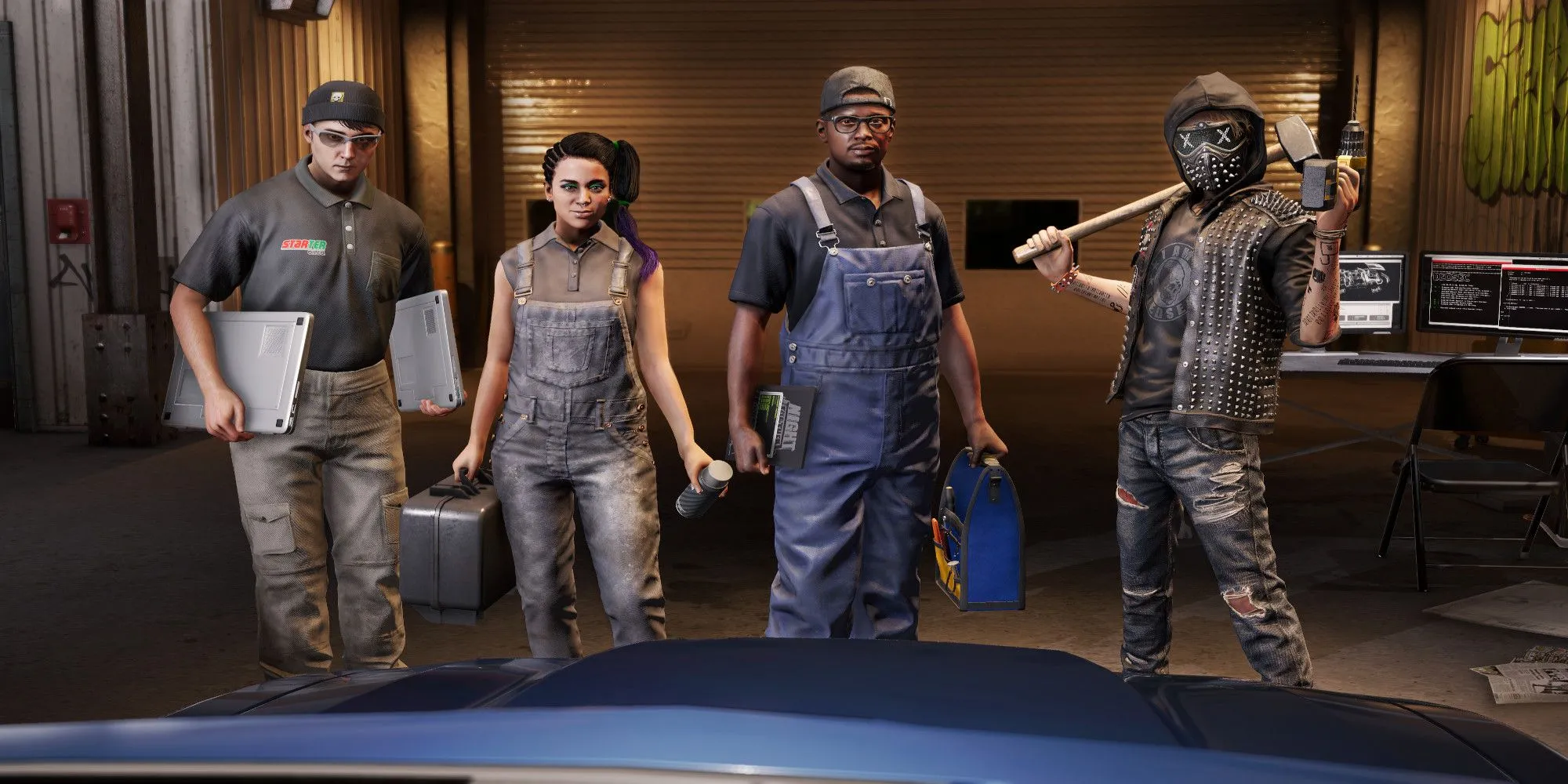 Watch Dogs 2 Crew Standing in front of car