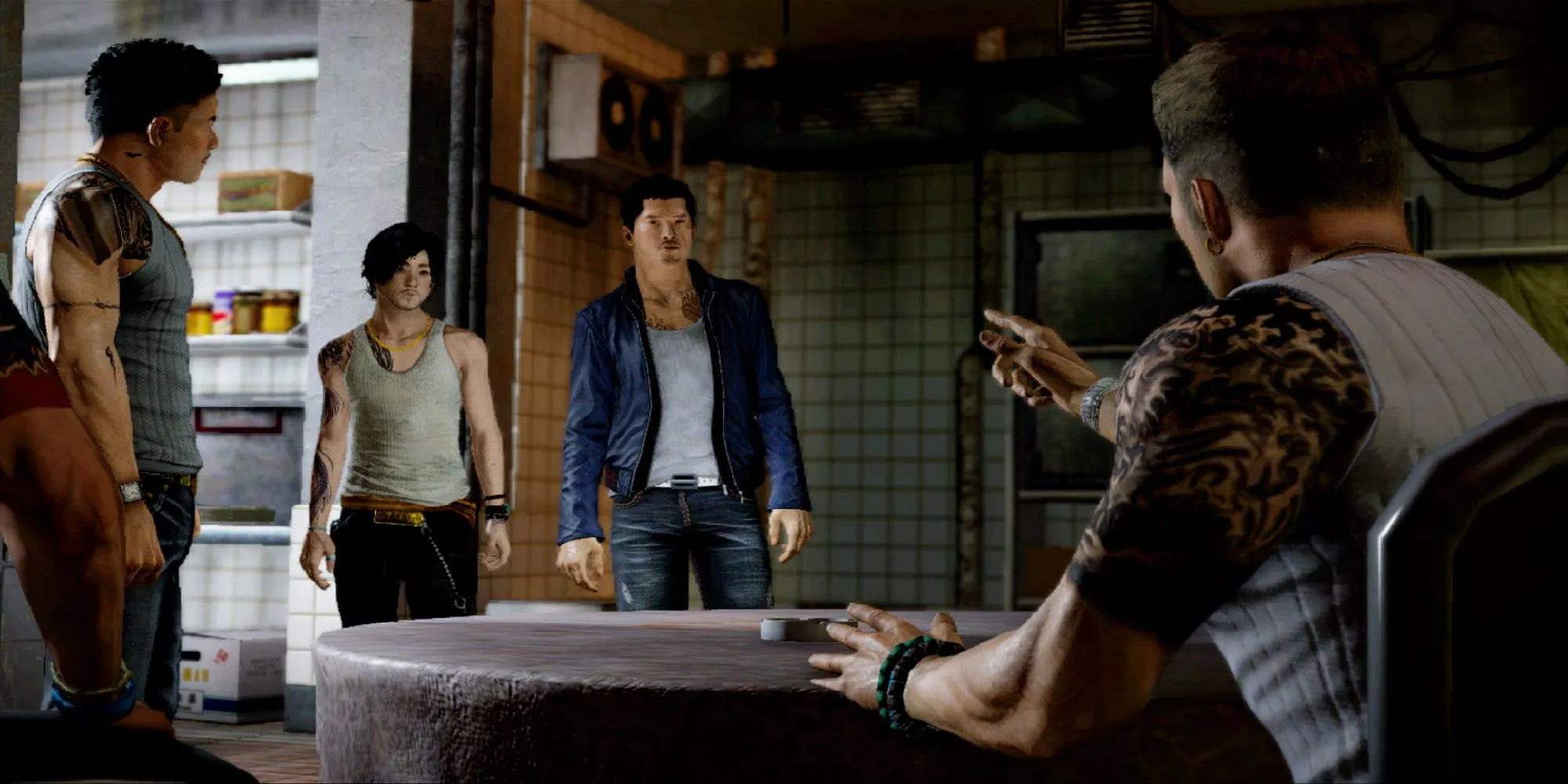 Wei Shen gặp gỡ thành viên hội Tam Hoàng trong Sleeping Dogs