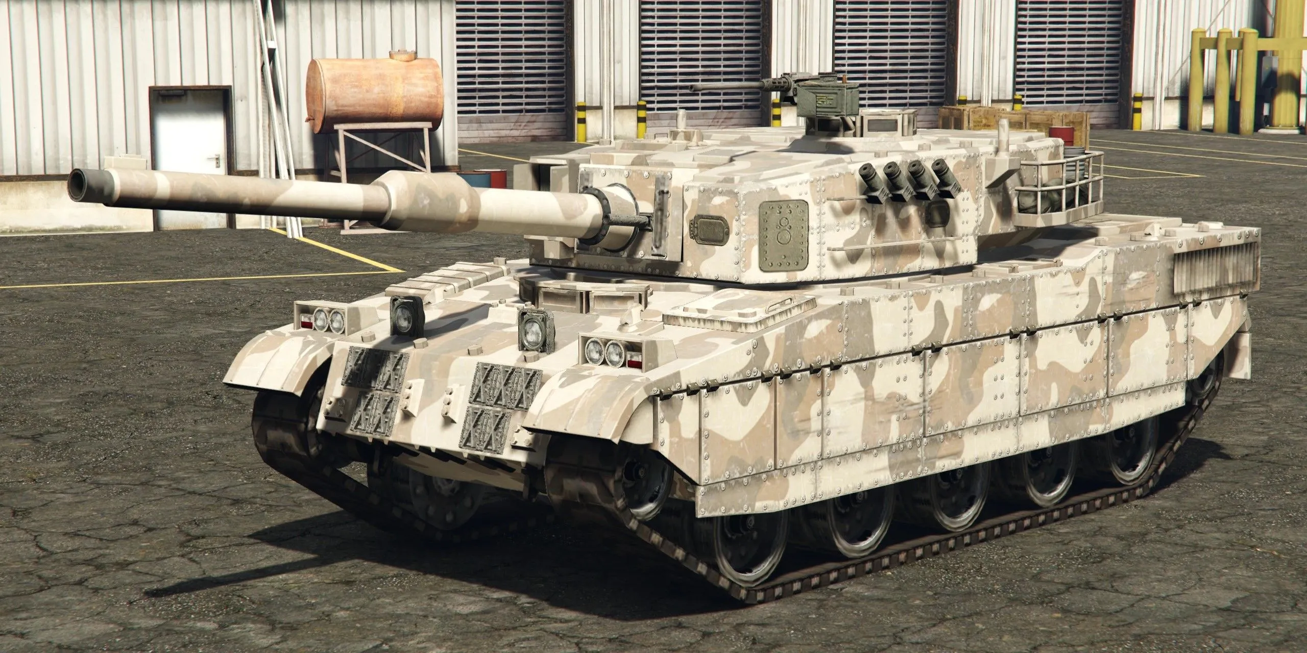 Xe tăng Rhino xuất hiện nhờ dùng mã cheat trong GTA 5