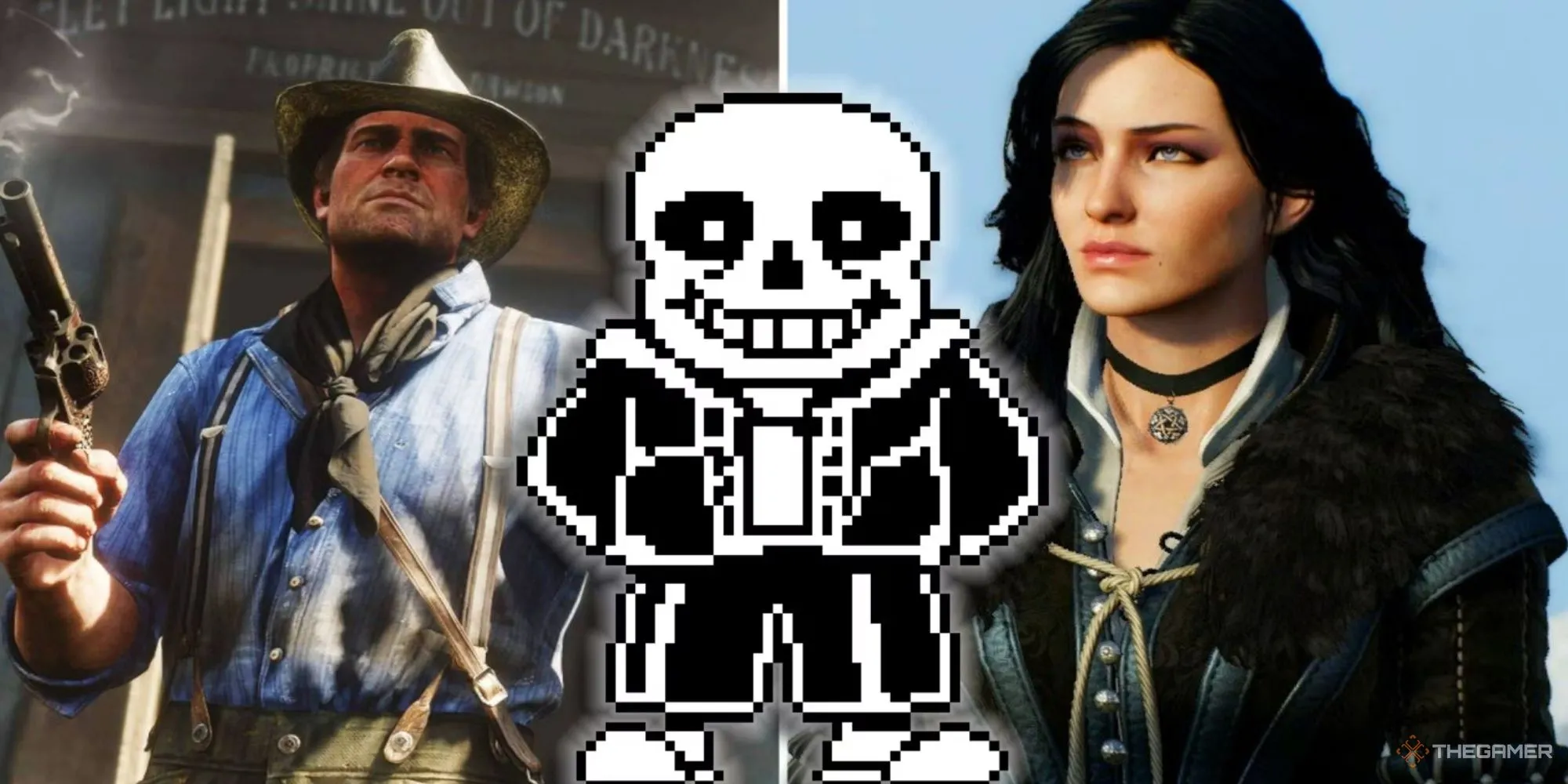Arthur Morgan từ RDR 2, Sans từ Undertale, và Yennefer từ The Witcher 3 đại diện cho cốt truyện lôi cuốn và những cú twist ấn tượng trong game.