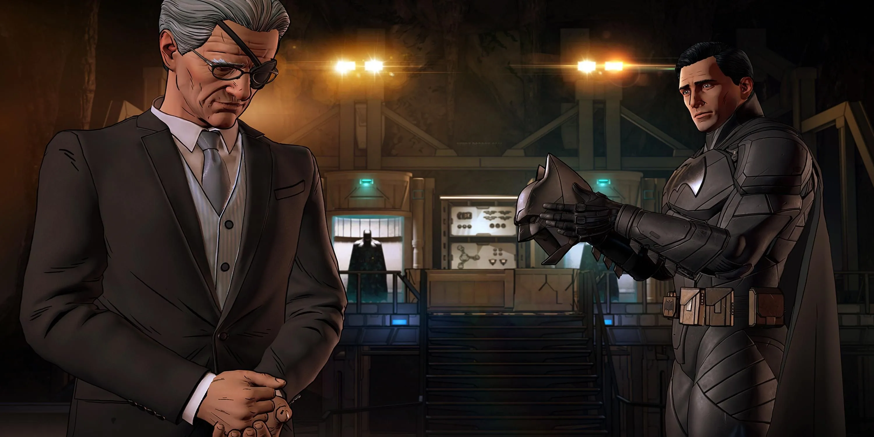 Batman nhìn Alfred trong Batman The Enemy Within