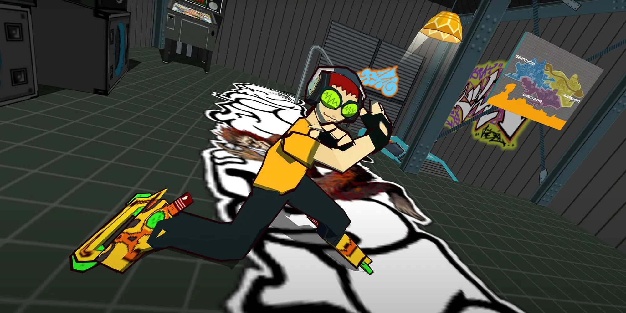Beat tạo dáng trên đôi giày trượt patin trong Jet Grind Radio hay Jet Set Radio