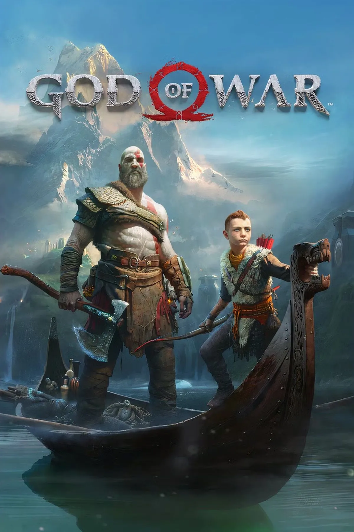 Bìa game God of War (2018) với Kratos và Atreus.