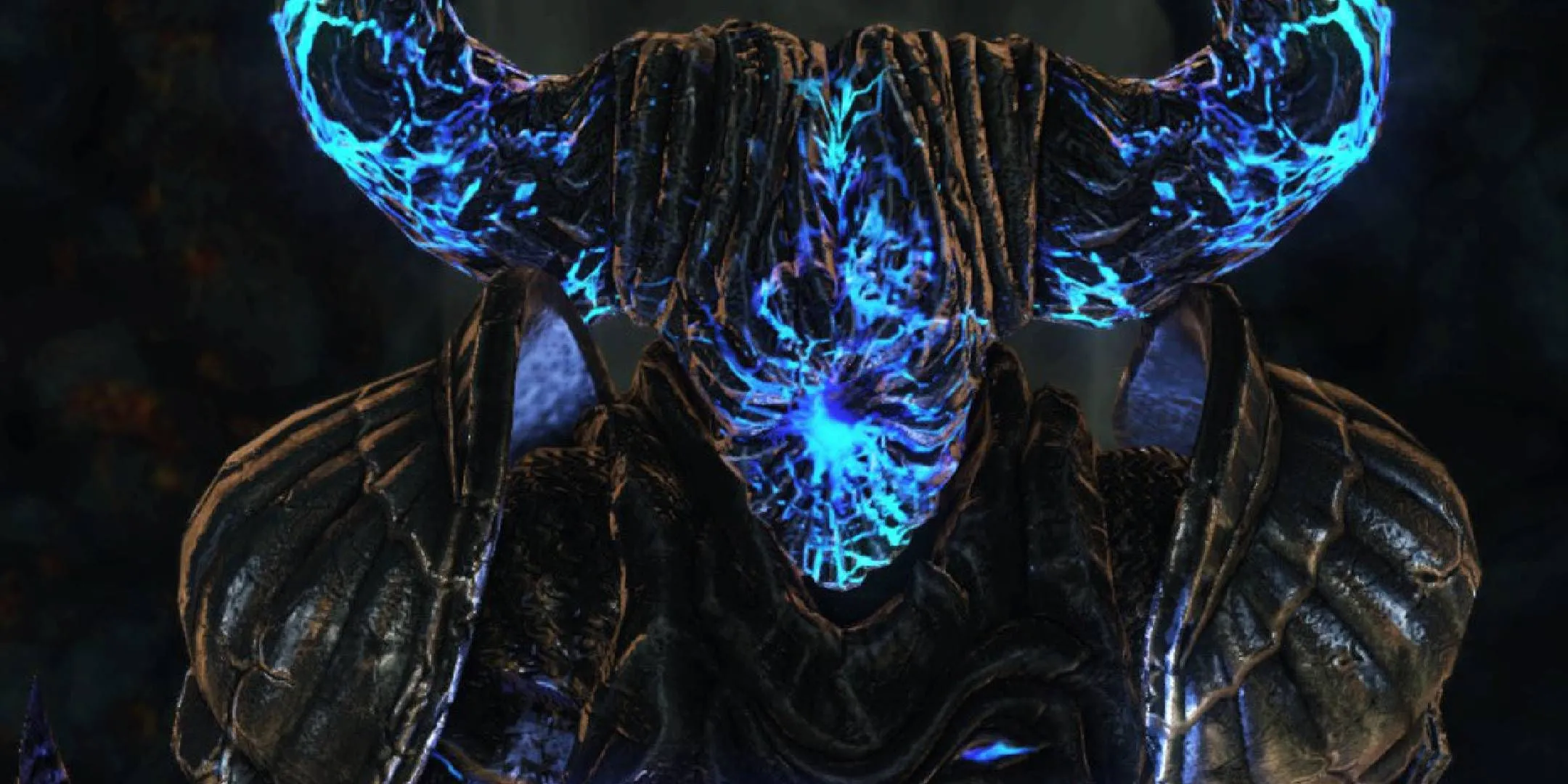 Cận cảnh Blue Smelter Demon trong Dark Souls 2, kẻ canh giữ mê cung lửa.