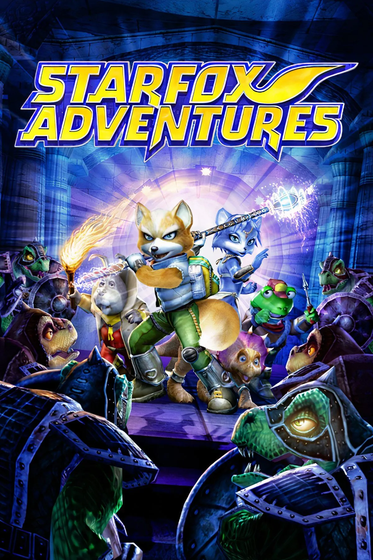 Collage hình ảnh game Star Fox Adventures, thể hiện lối chơi hành động phiêu lưu, vốn là tựa game độc lập Dinosaur Planet theo phong cách Zelda.