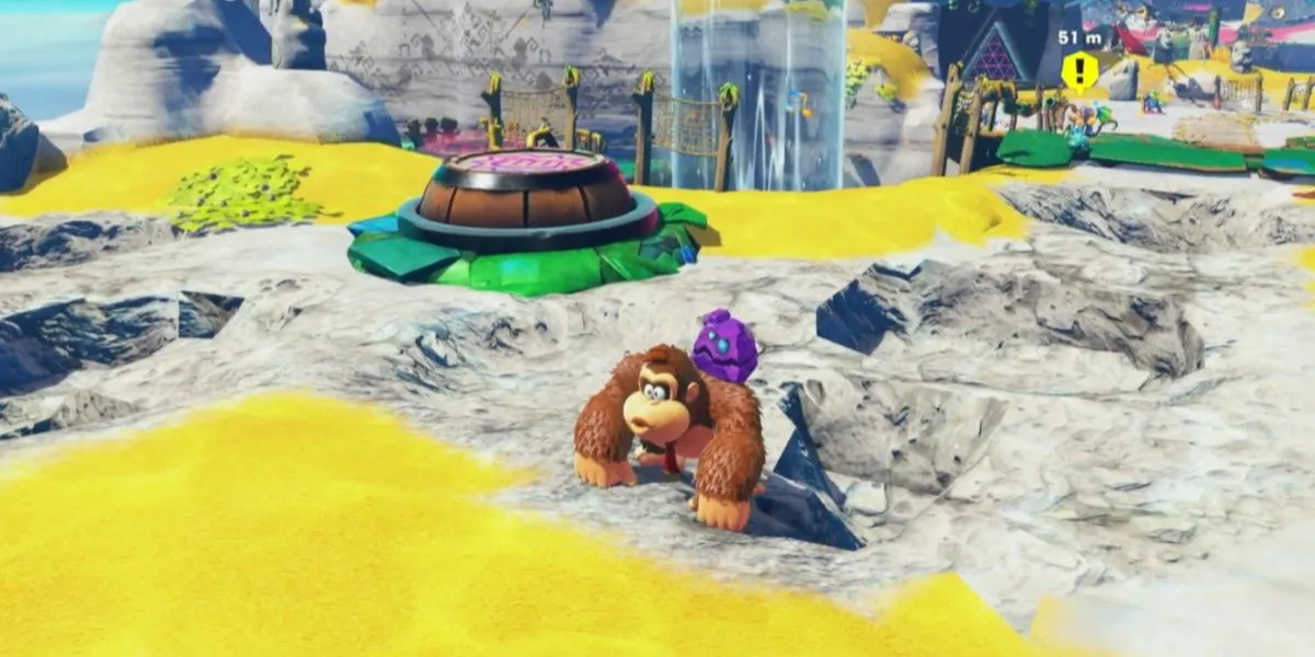 Donkey Kong huýt sáo, những nốt nhạc lấp lánh bay lên chỉ lối và chữa lành thế giới