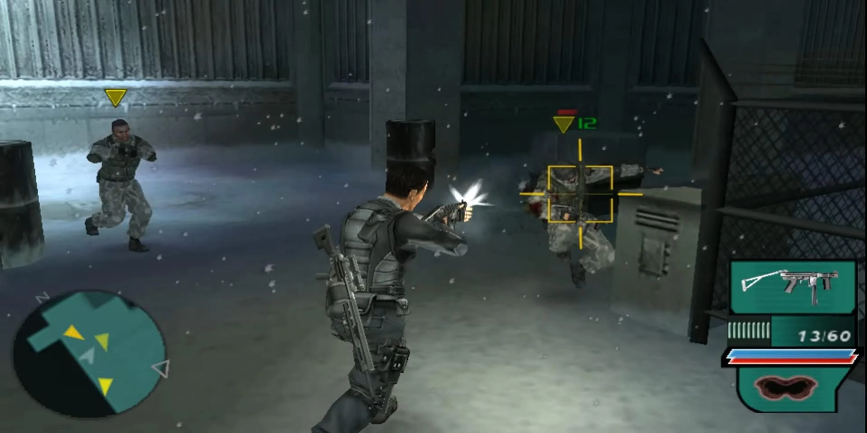 Gabe Logan bắn súng vào quân địch trong Syphon Filter Dark Mirror