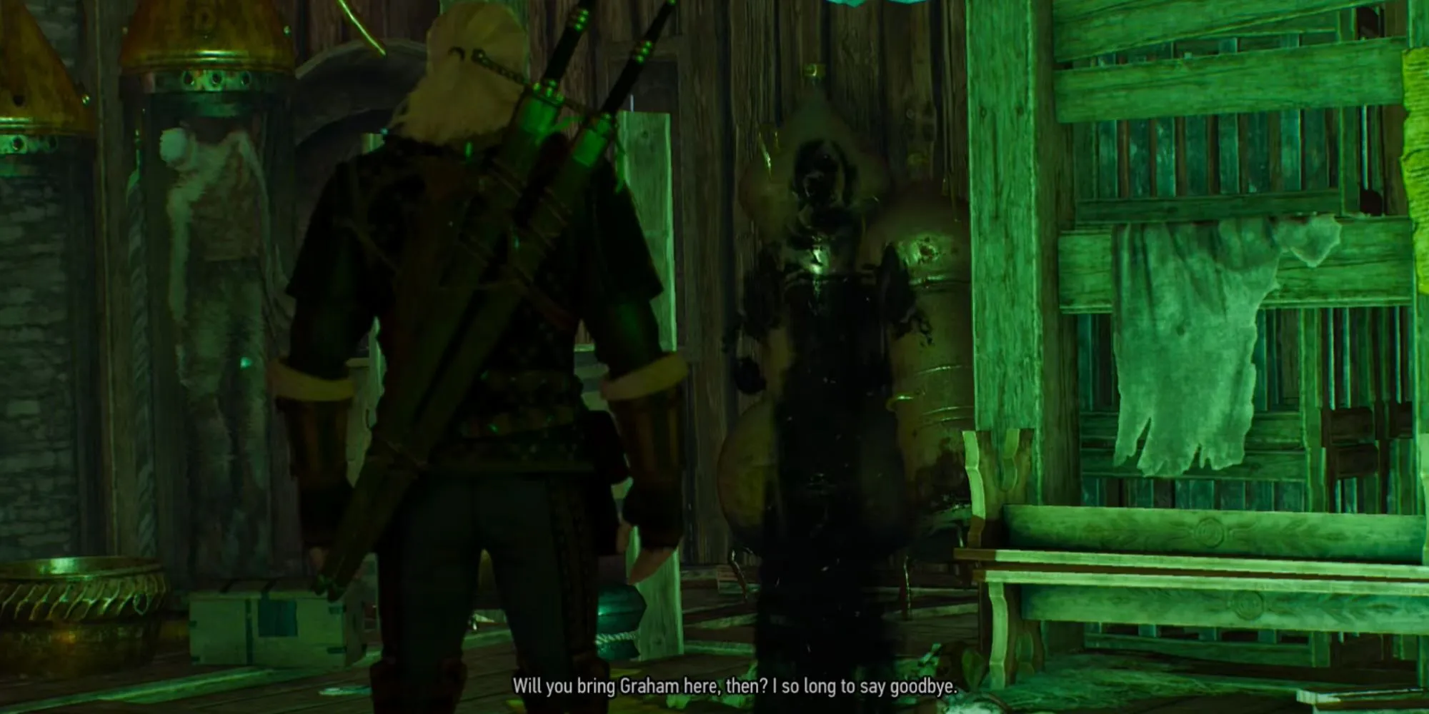 Geralt trò chuyện với Annabelle trong The Witcher 3, minh họa một nhiệm vụ phụ hấp dẫn mà nhiều game thủ có thể bỏ lỡ.