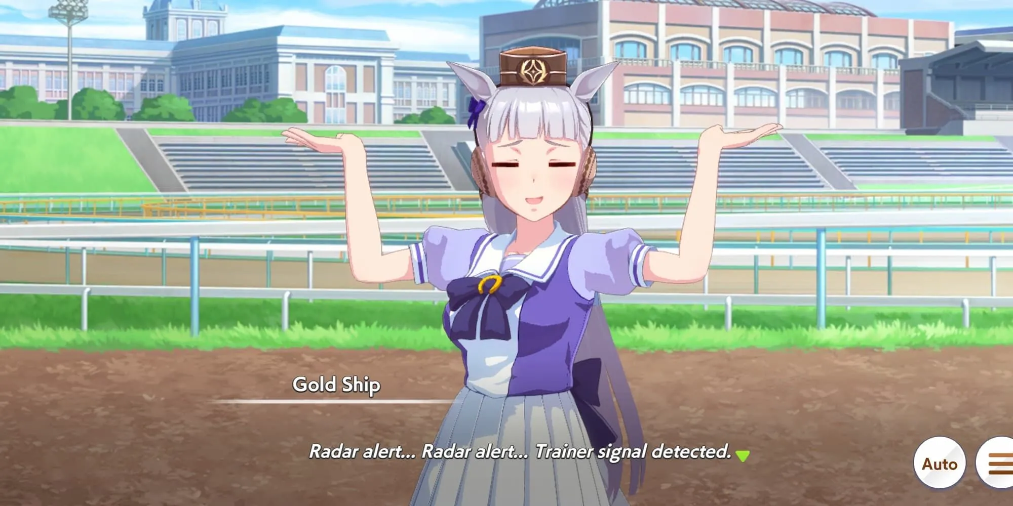 Gold Ship với vẻ mặt tinh nghịch trong Umamusume