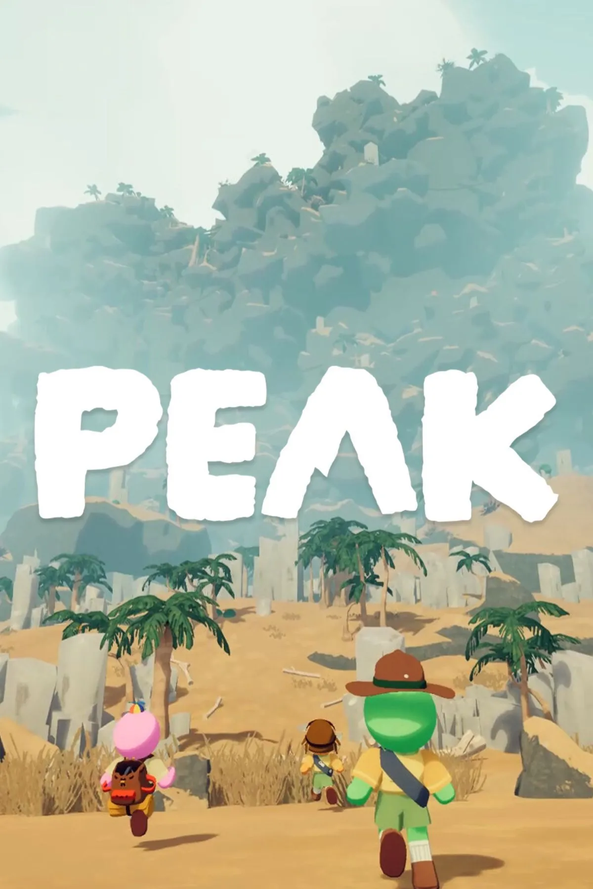 Hai nhân vật hoạt hình ngộ nghĩnh đang cùng nhau leo núi trong game Peak.