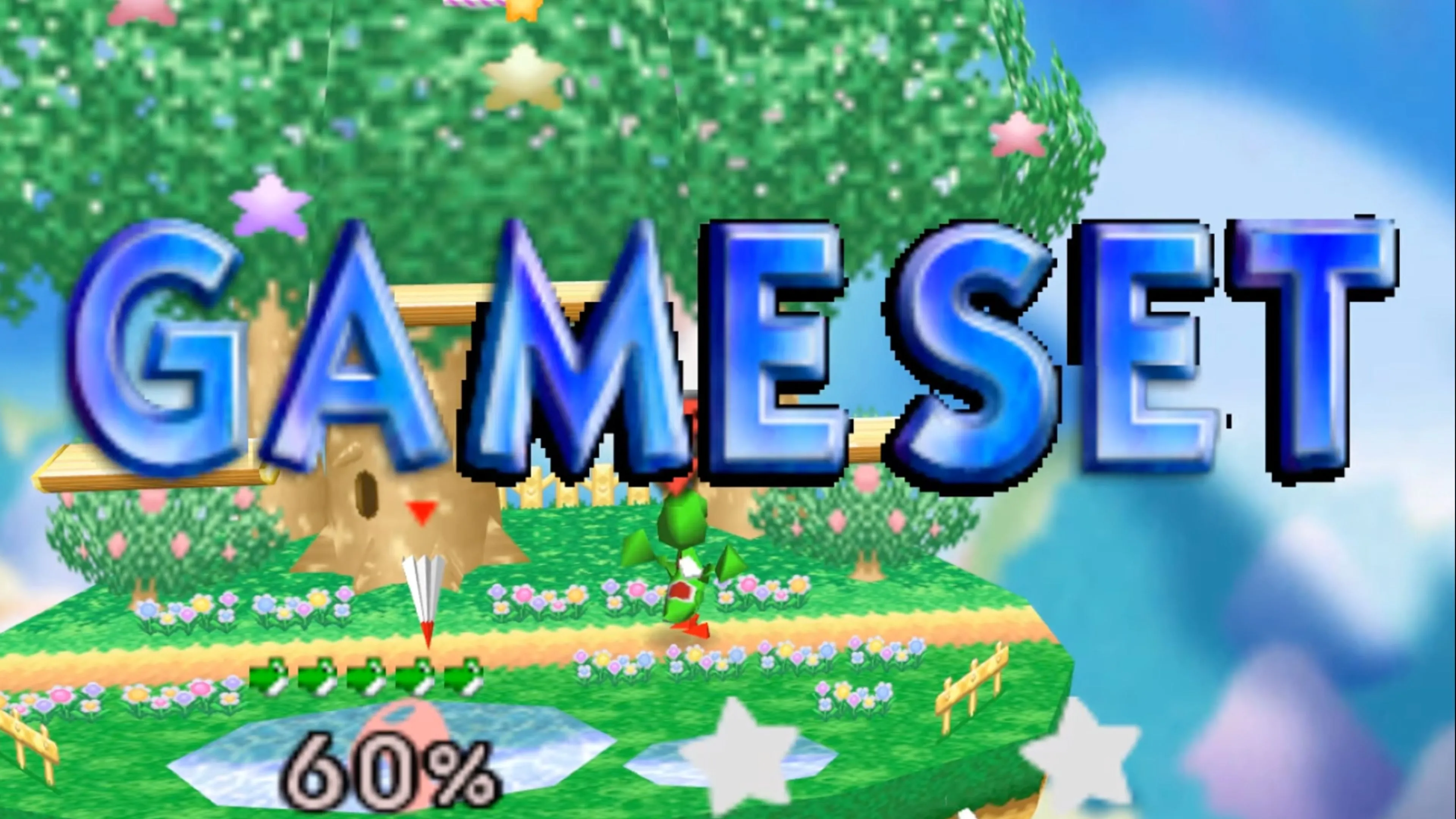 Hình ảnh gameplay Super Smash Bros N64 Mario đối đầu Link trên sân đấu Final Destination