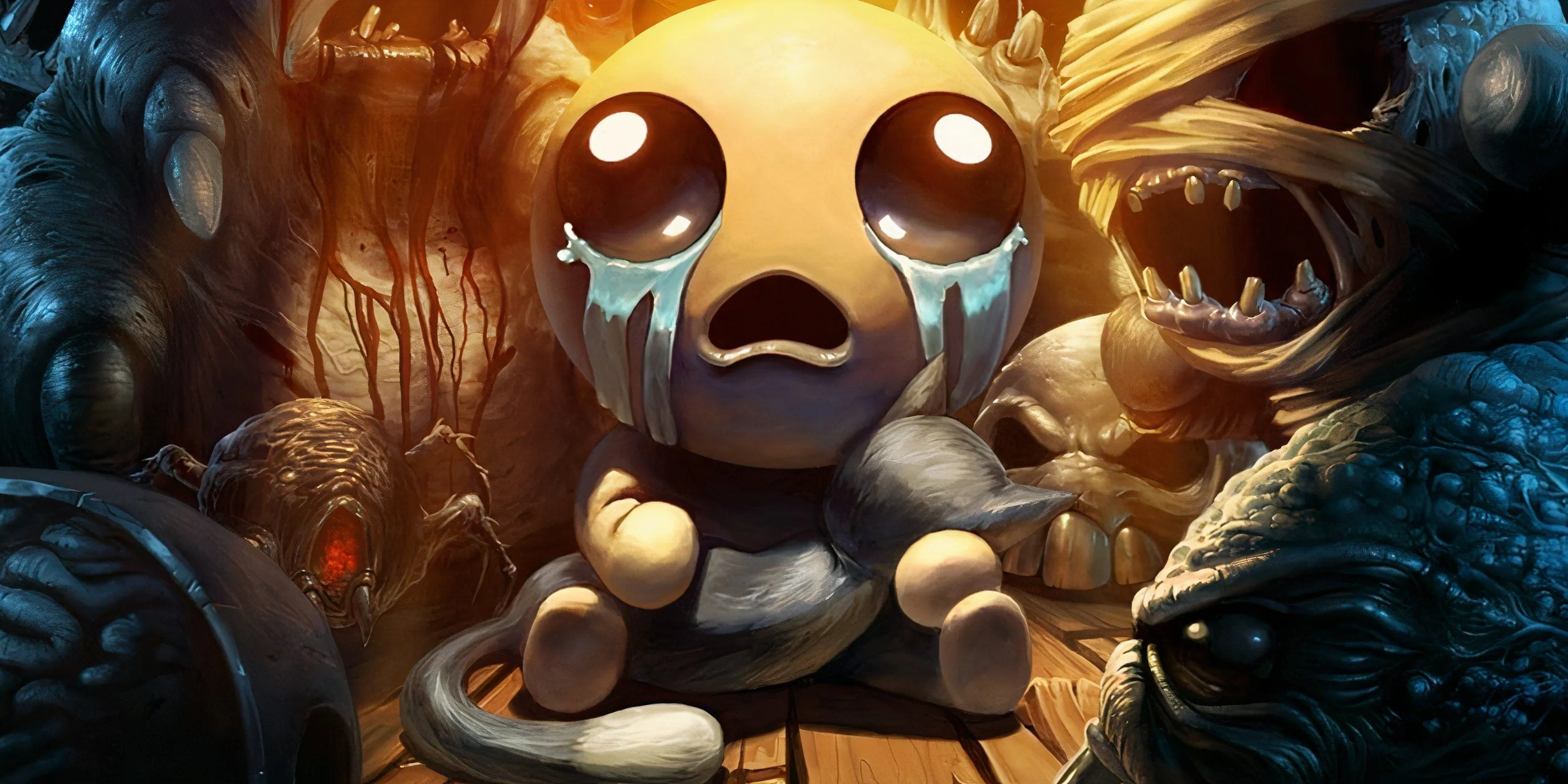 Isaac ôm chú mèo Guppy giữa vòng vây kẻ thù trong The Binding of Isaac