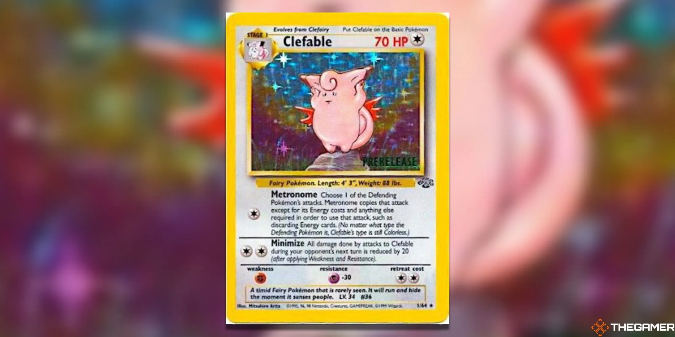 Lá bài Clefable Prerelease phiên bản WOTC Promos từ Pokemon TCG