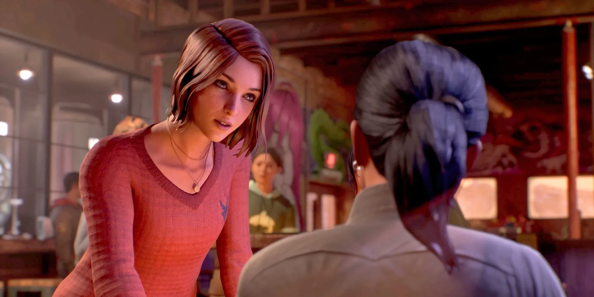 Max Caulfield và Safi trong Life is Strange: Double Exposure, khoảnh khắc đối thoại trọng tâm tiết lộ diễn biến cốt truyện.
