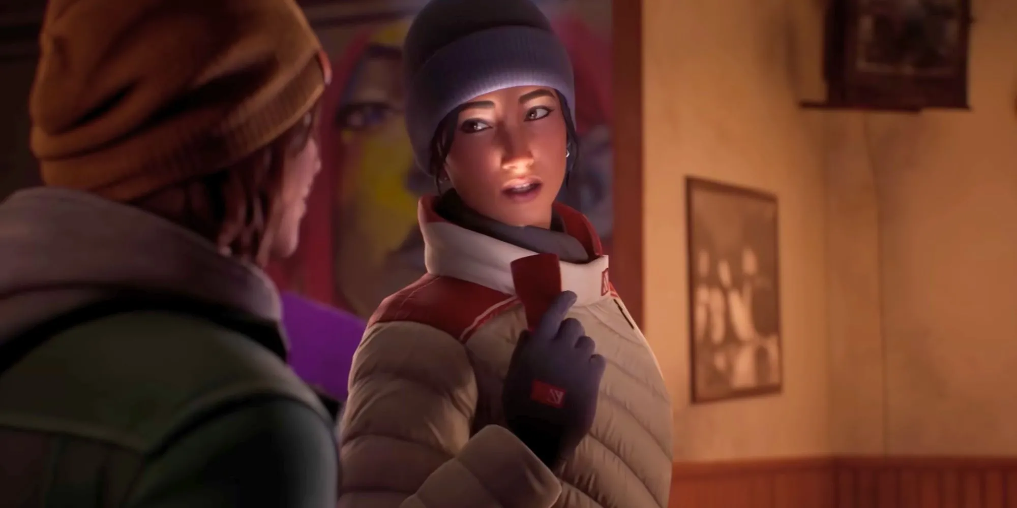 Max và Safi đang trò chuyện thân mật, khoảnh khắc trước khi Safi gặp nạn trong Life is Strange Double Exposure.