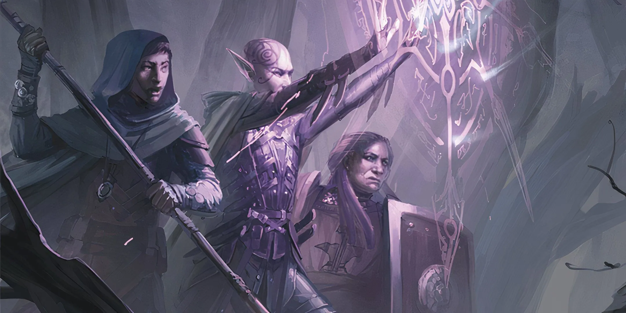 Một nhân vật đang niệm chú tạo ra lá chắn bảo vệ cho đồng đội trong Dungeons &amp; Dragons.