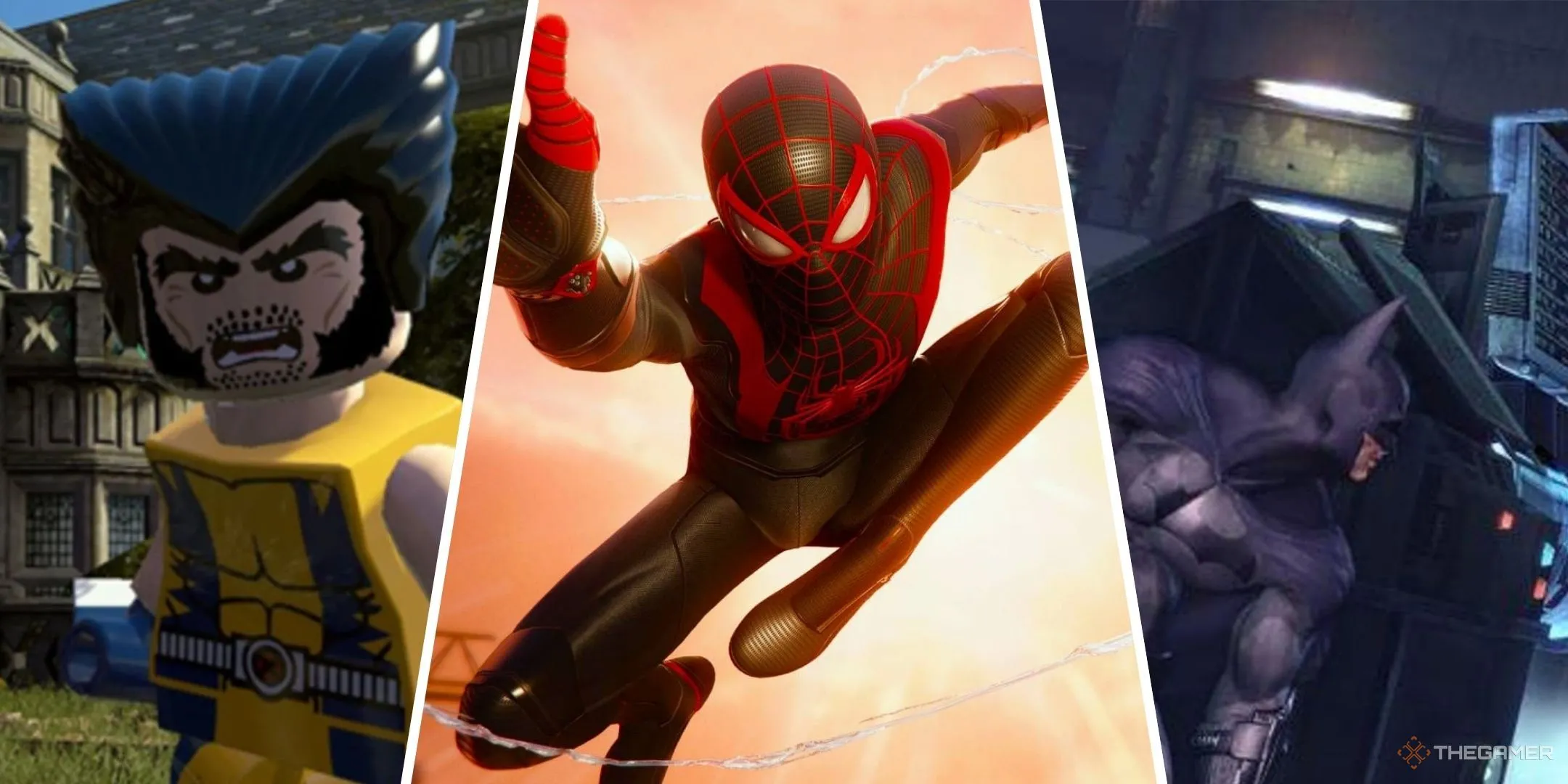 Một số nhân vật nổi tiếng của Marvel như Wolverine, Spider-Man và Batman trong game Lego.