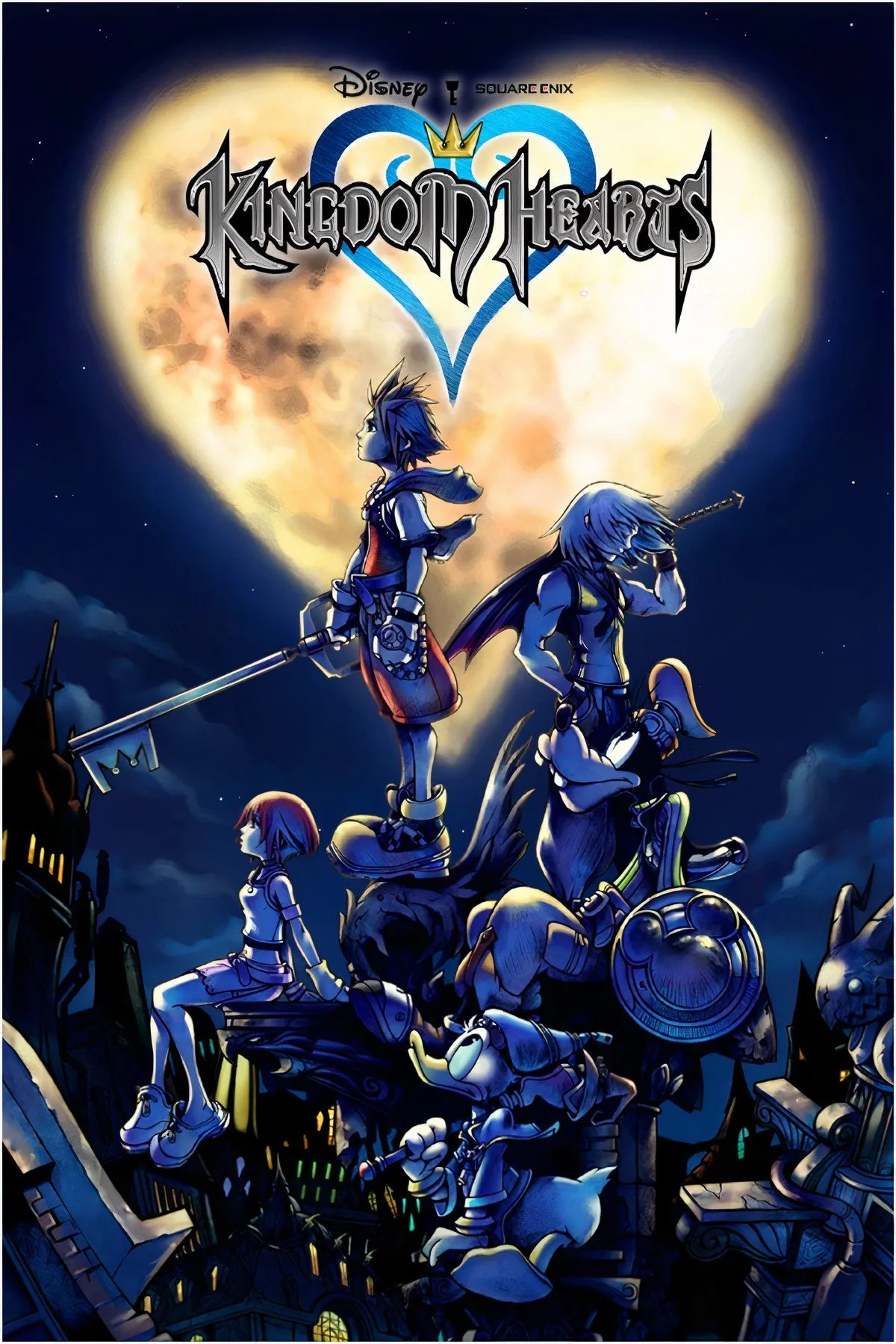 Nhân vật Sora của Kingdom Hearts với các nhân vật Disney và Final Fantasy.