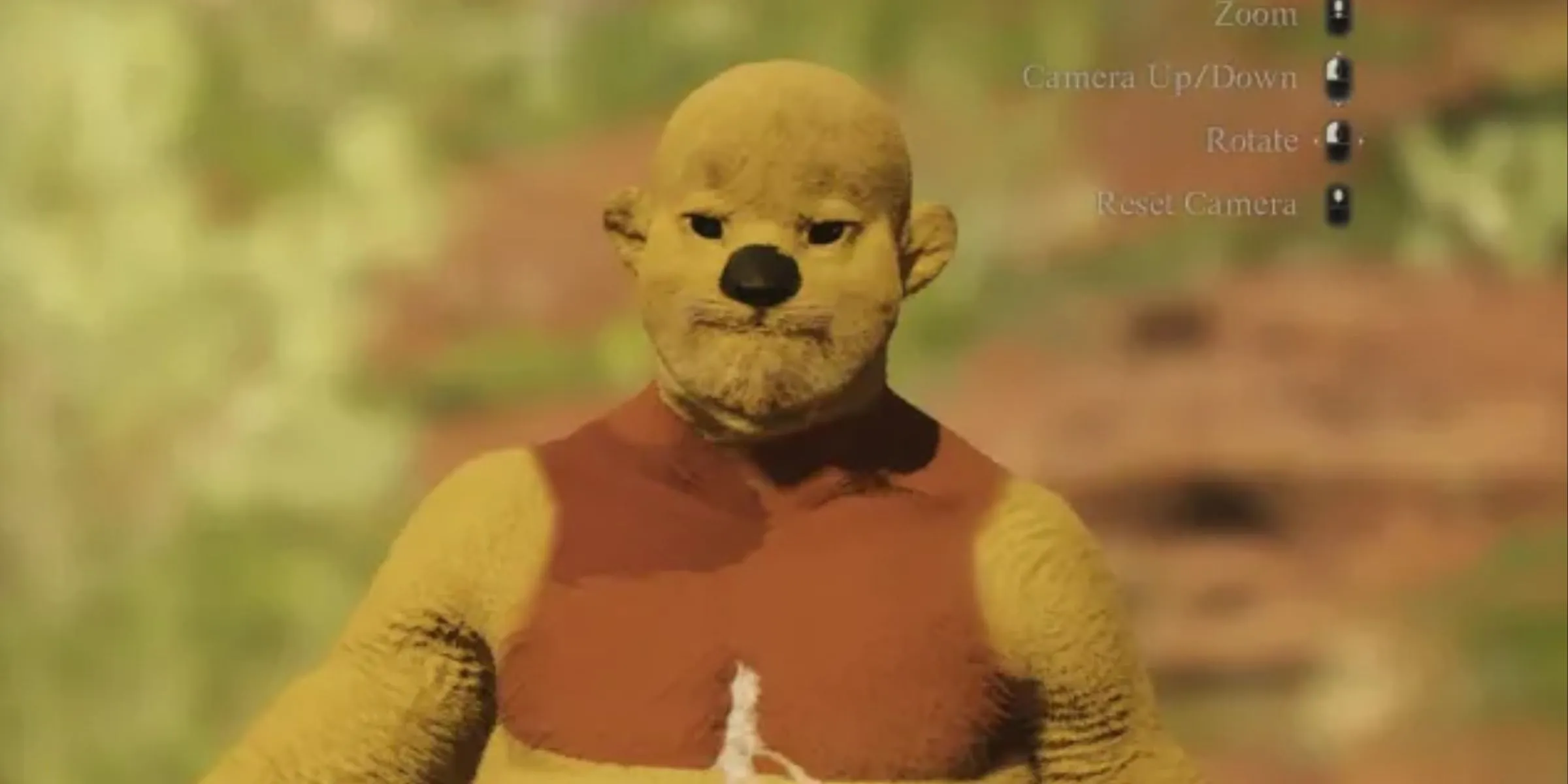 Nhân vật Winnie The Pooh bị biến đổi được tạo trong Dragon's Dogma 2, minh họa khả năng tùy biến Pawns đa dạng.