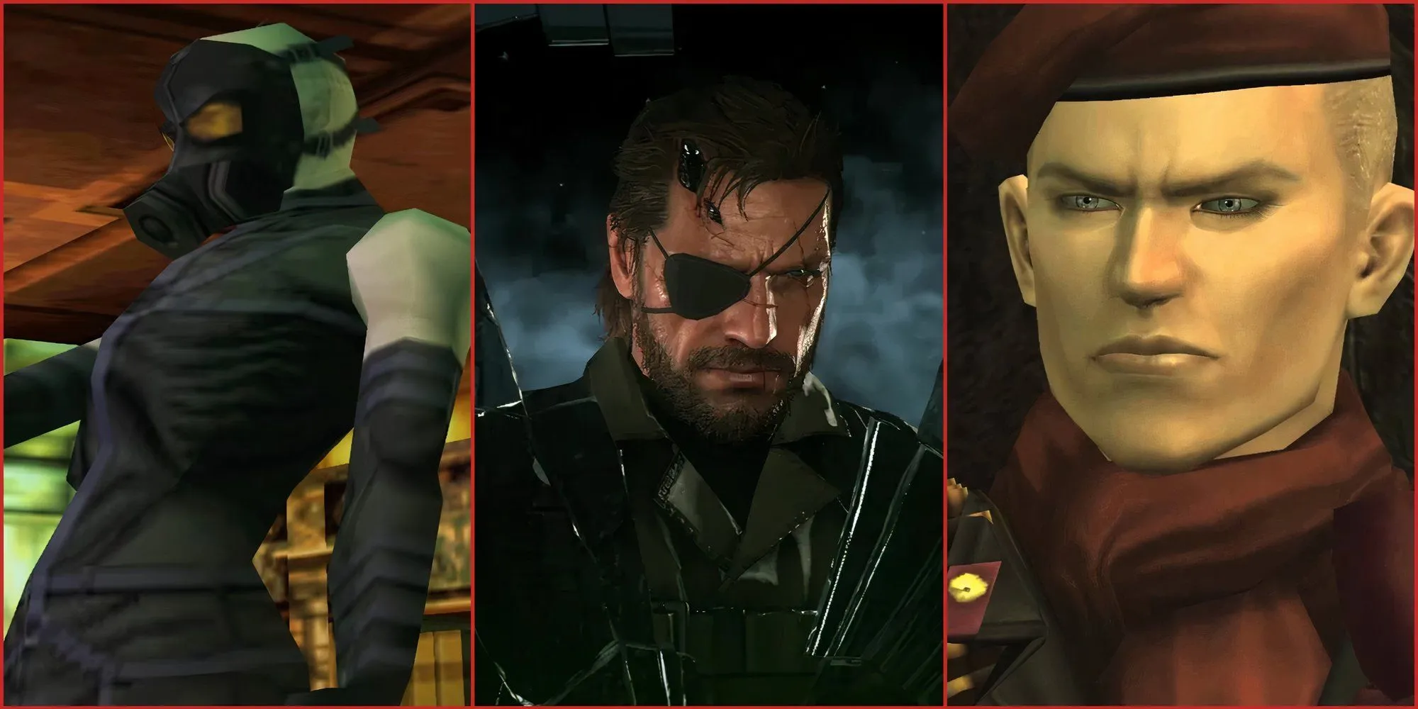 Những nhân vật phản diện đáng nhớ trong series Metal Gear Solid, bao gồm Psycho Mantis, Venom Snake và Ocelot trẻ tuổi.
