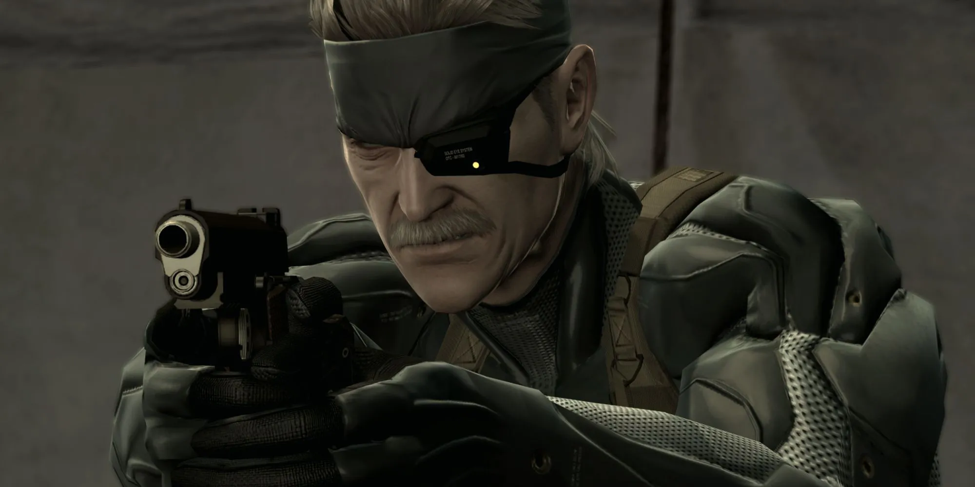 Old Snake trong một cảnh quay điện ảnh của Metal Gear Solid 4: Guns of the Patriots, tựa game nổi tiếng với nhiều cutscene dài và ý nghĩa.