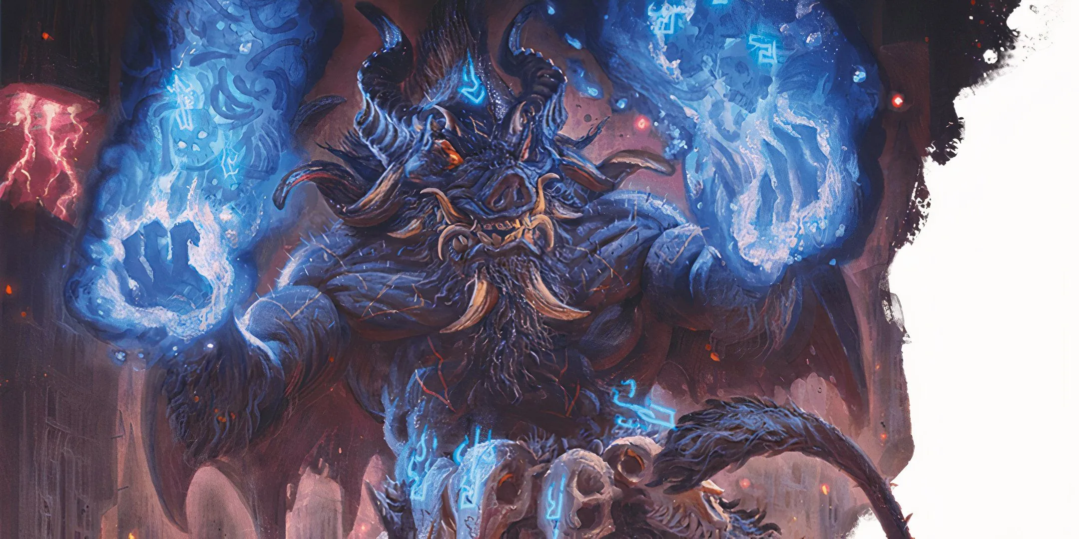 Quỷ Nalfeshnee, một sinh vật mạnh mẽ cầm nắm đấm lửa trong Dungeons &amp; Dragons.