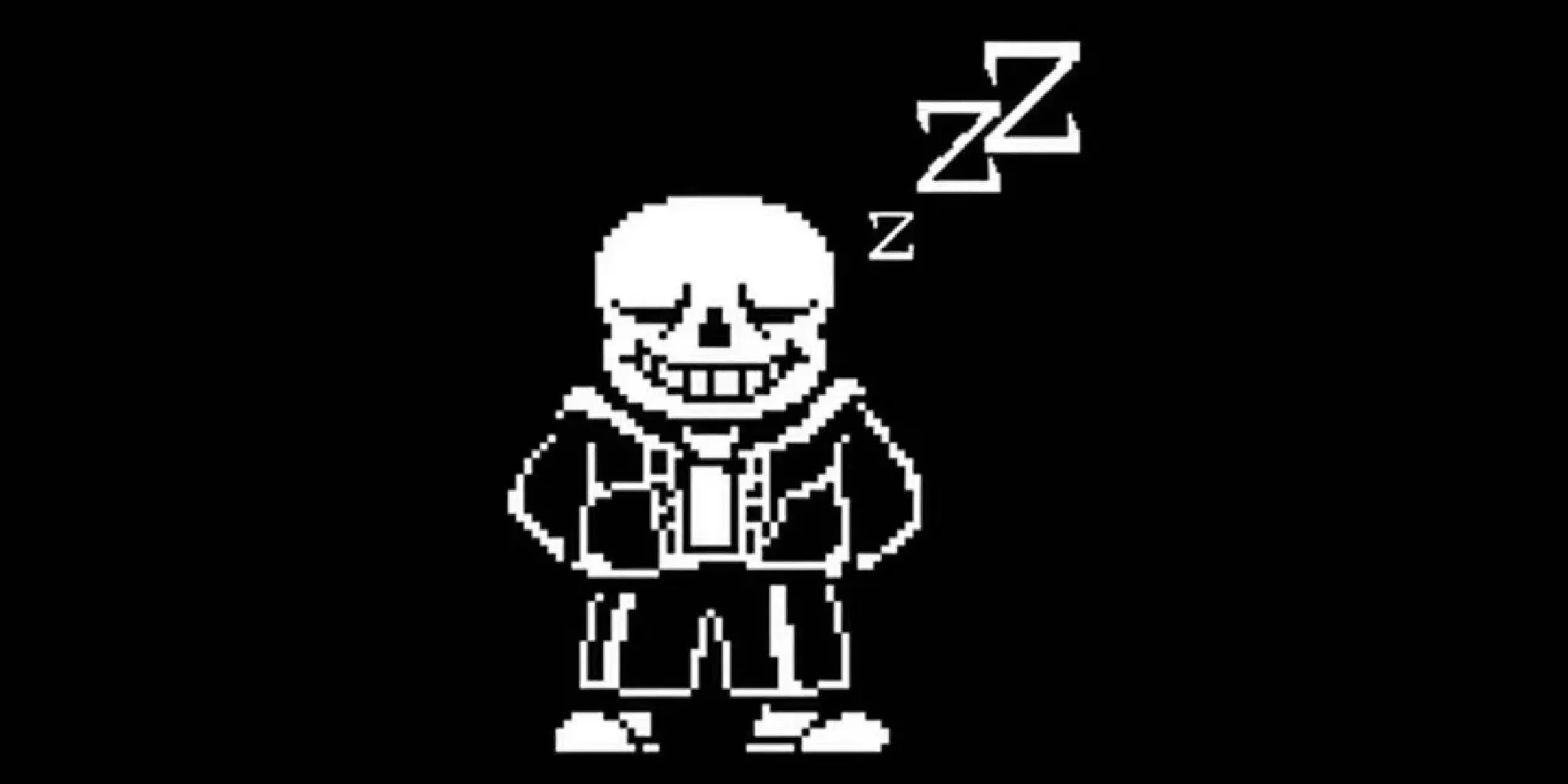 Sans xương xẩu với vẻ mặt thờ ơ, tay đút túi trong Undertale